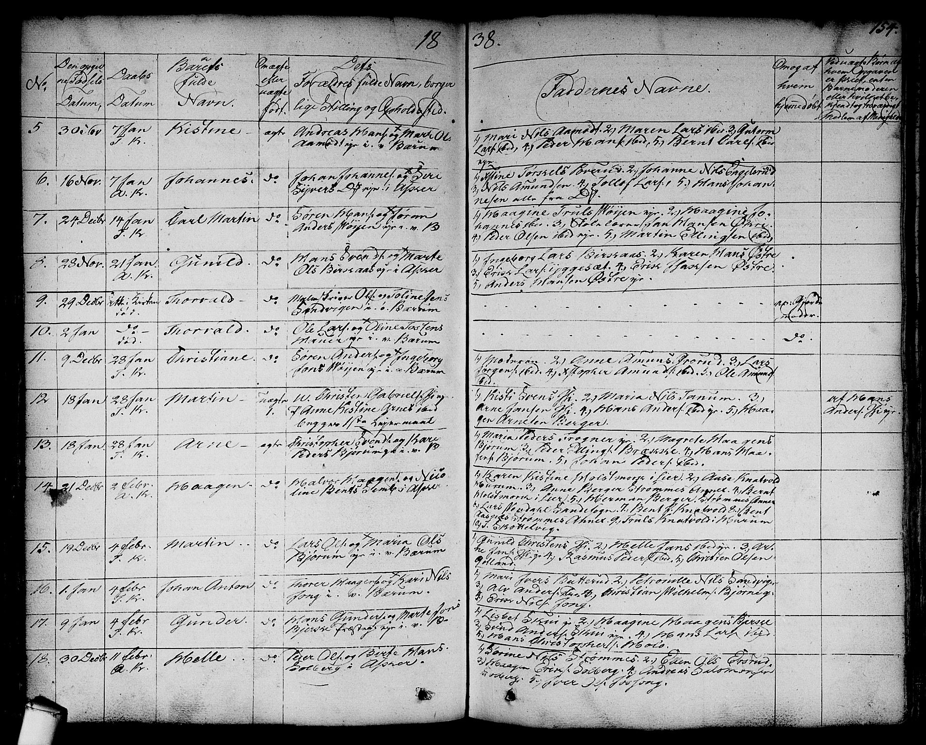 Asker prestekontor Kirkebøker, SAO/A-10256a/F/Fa/L0007: Parish register (official) no. I 7, 1825-1864, p. 154
