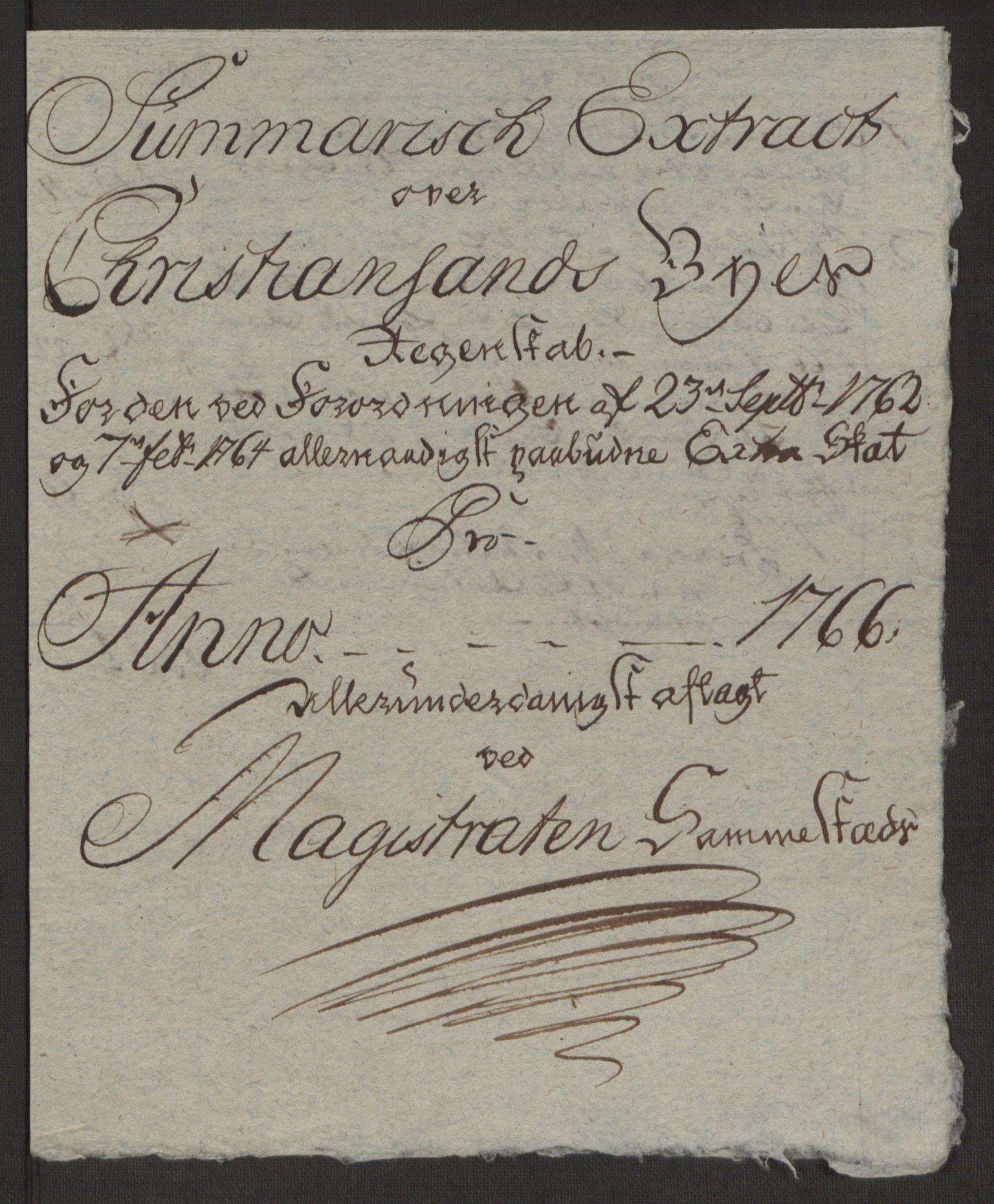 Rentekammeret inntil 1814, Reviderte regnskaper, Byregnskaper, RA/EA-4066/R/Rm/L0265/0001: [M6] Kontribusjonsregnskap / Ekstraskatt, 1762-1764, p. 191