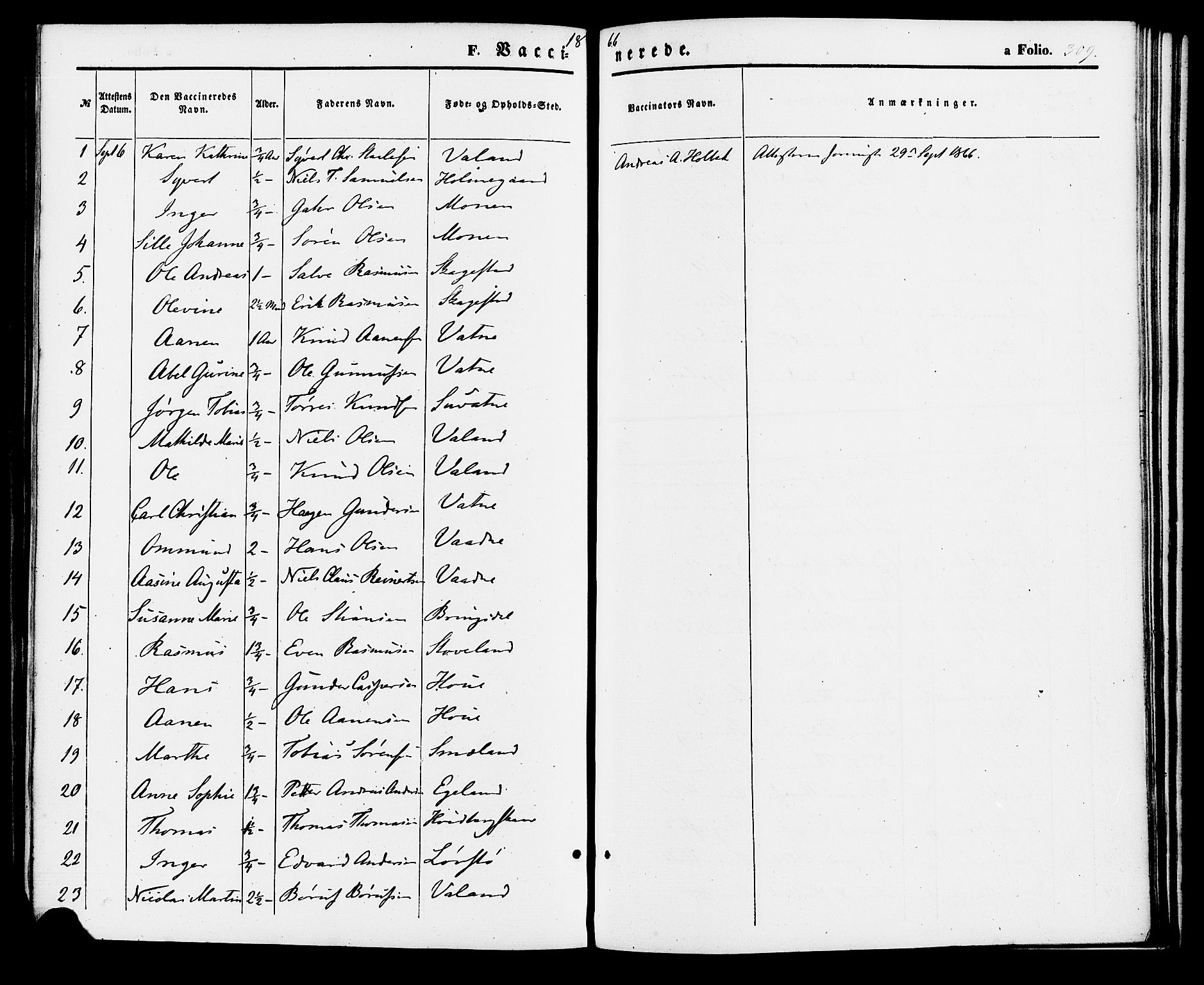 Holum sokneprestkontor, AV/SAK-1111-0022/F/Fa/Faa/L0006: Parish register (official) no. A 6, 1865-1883, p. 309