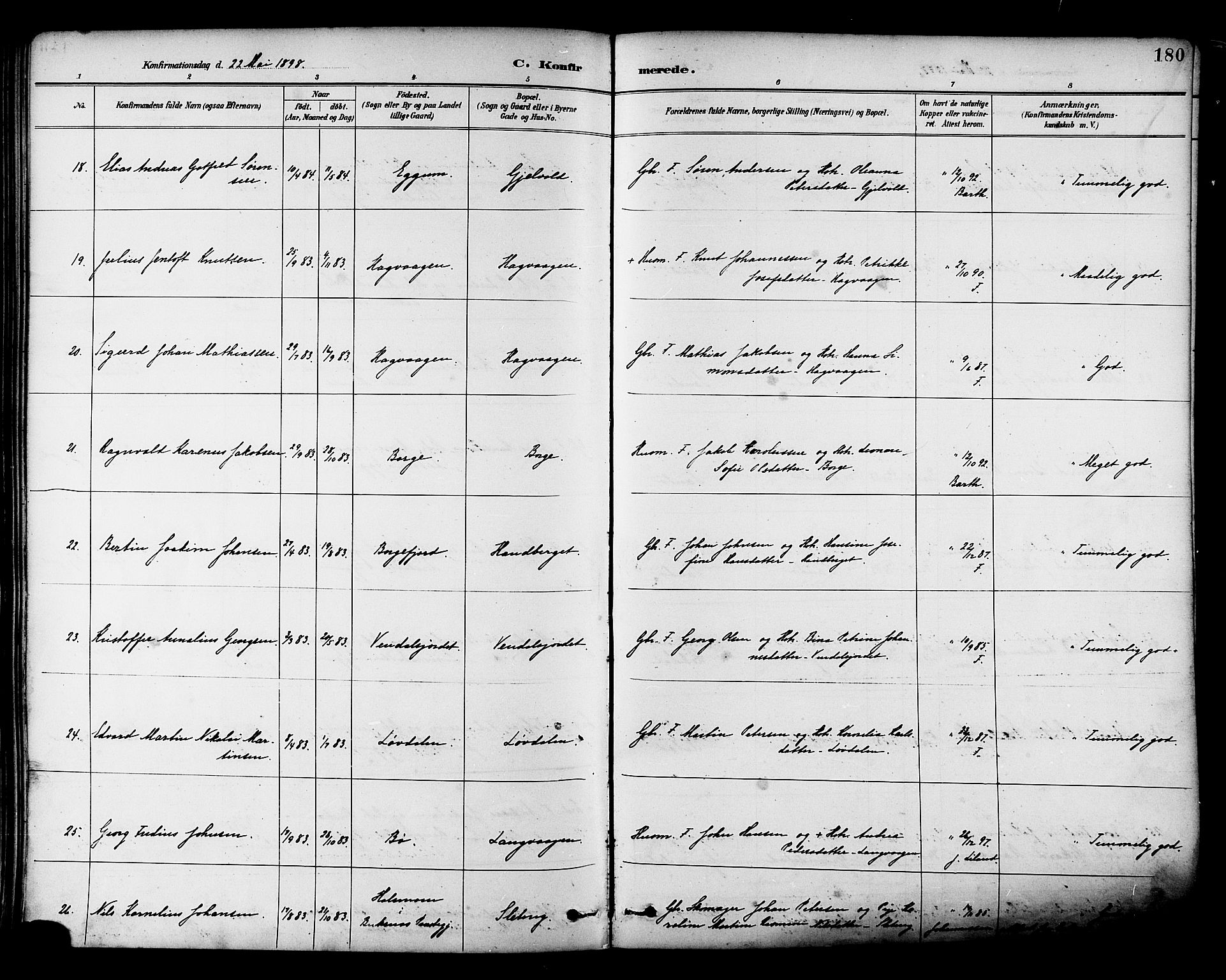Ministerialprotokoller, klokkerbøker og fødselsregistre - Nordland, AV/SAT-A-1459/880/L1133: Parish register (official) no. 880A07, 1888-1898, p. 180