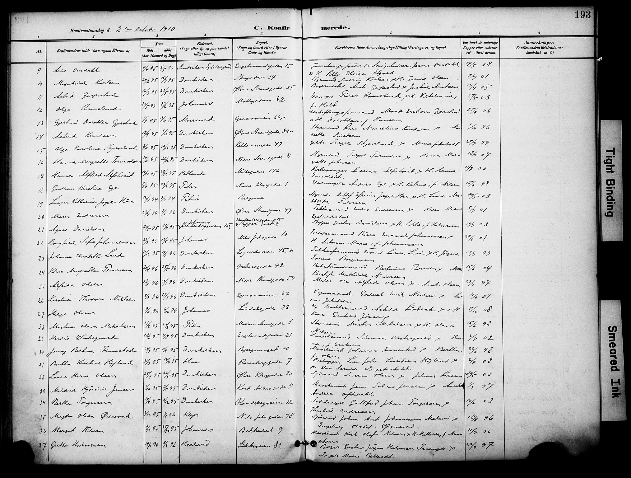 Domkirken sokneprestkontor, SAST/A-101812/001/30/30BA/L0031: Parish register (official) no. A 30, 1896-1916, p. 193