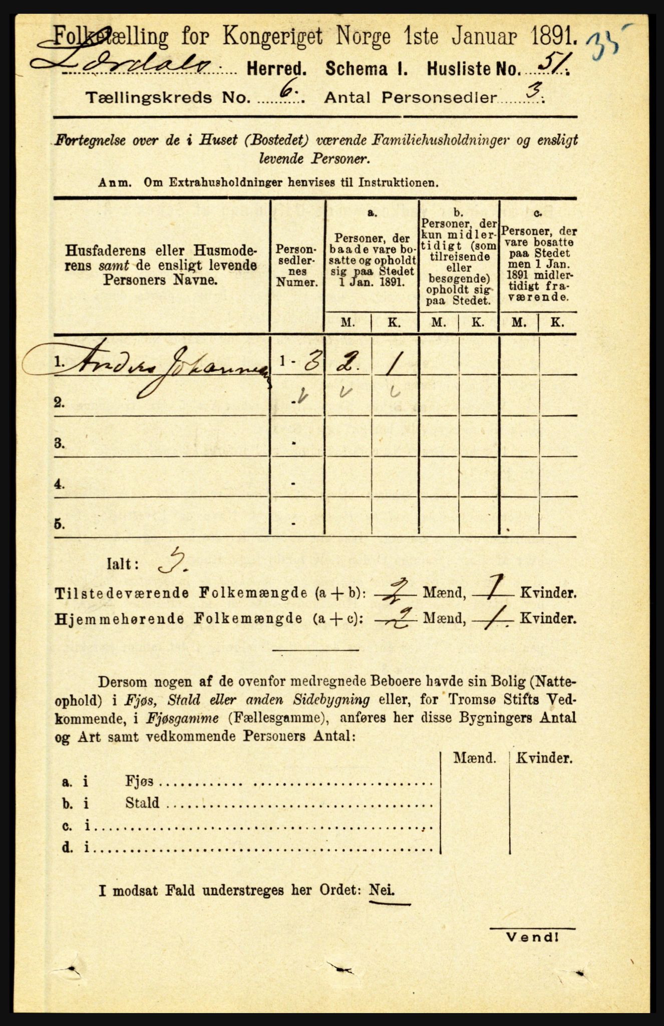 RA, 1891 census for 1422 Lærdal, 1891, p. 457
