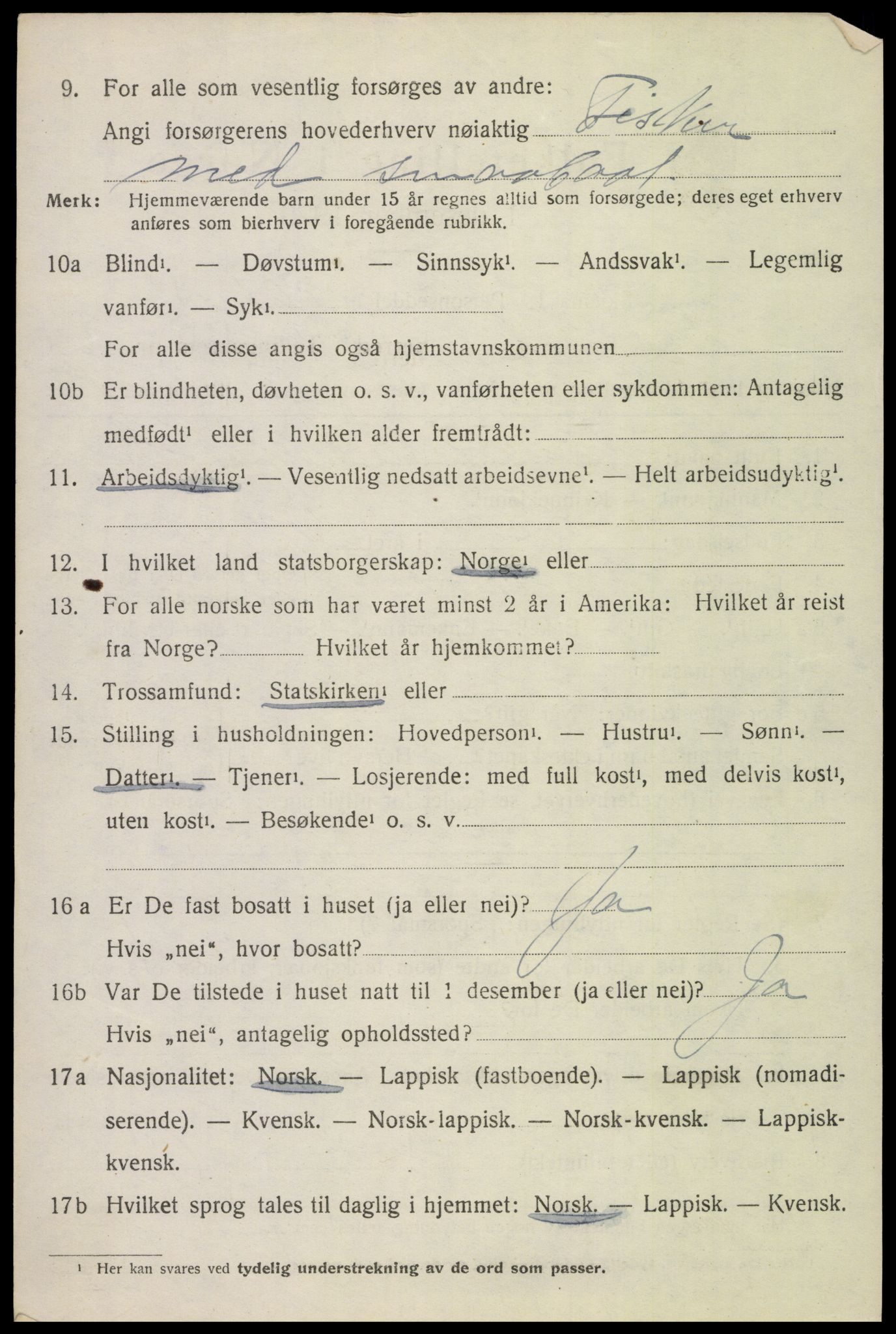 SAT, 1920 census for Tysfjord, 1920, p. 2246