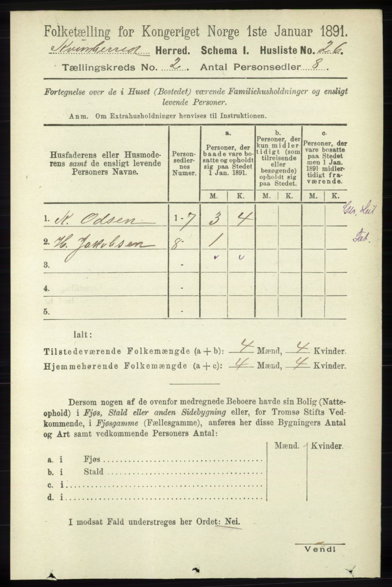 RA, 1891 census for 1224 Kvinnherad, 1891, p. 618