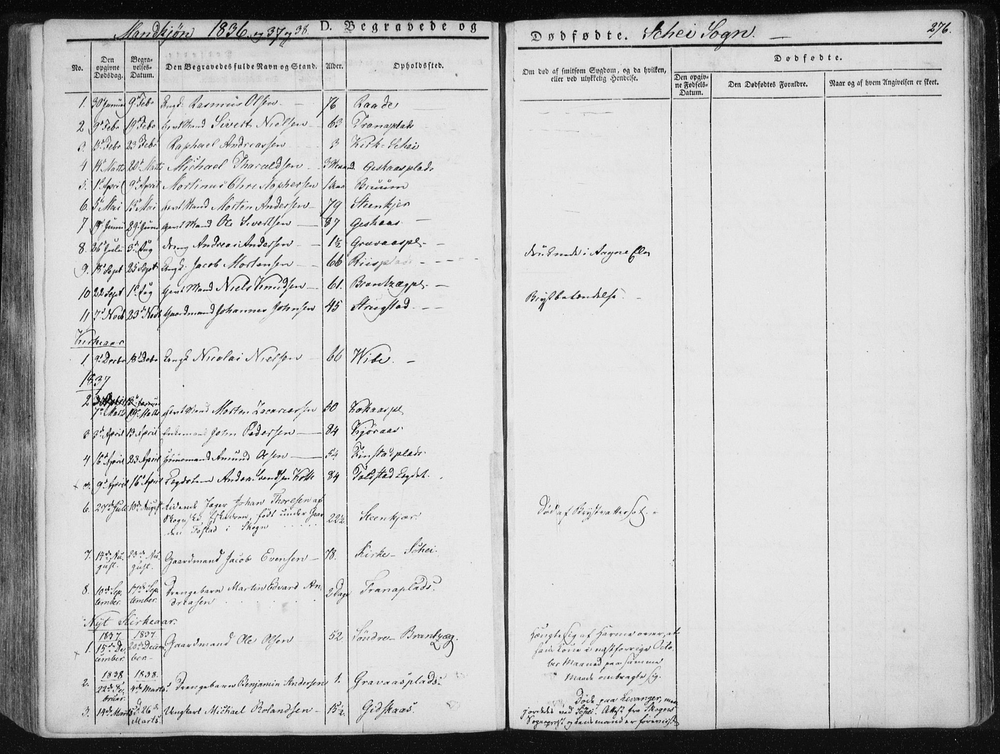 Ministerialprotokoller, klokkerbøker og fødselsregistre - Nord-Trøndelag, AV/SAT-A-1458/735/L0339: Parish register (official) no. 735A06 /2, 1836-1848, p. 276