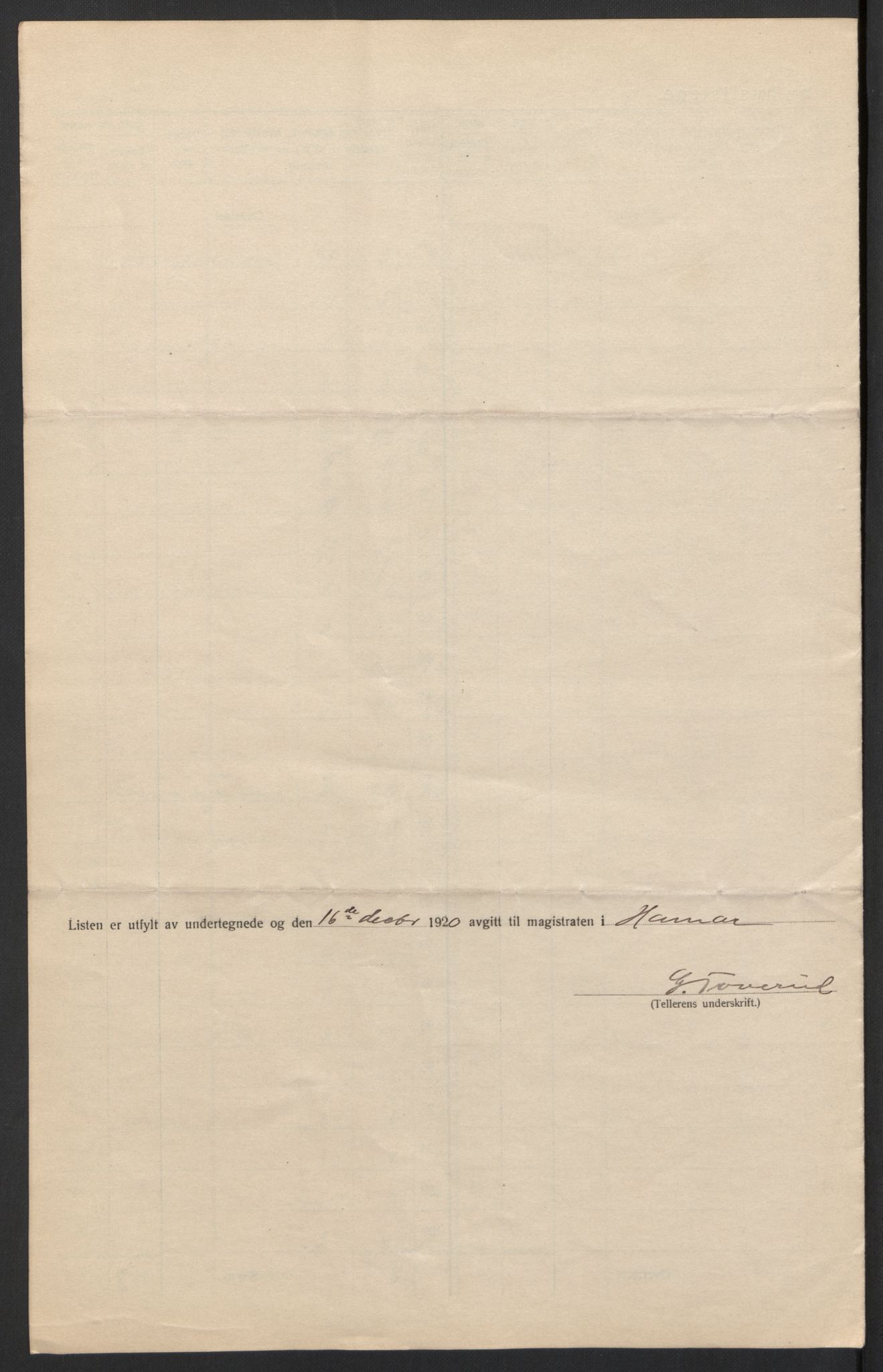 SAH, 1920 census for Hamar, 1920, p. 11