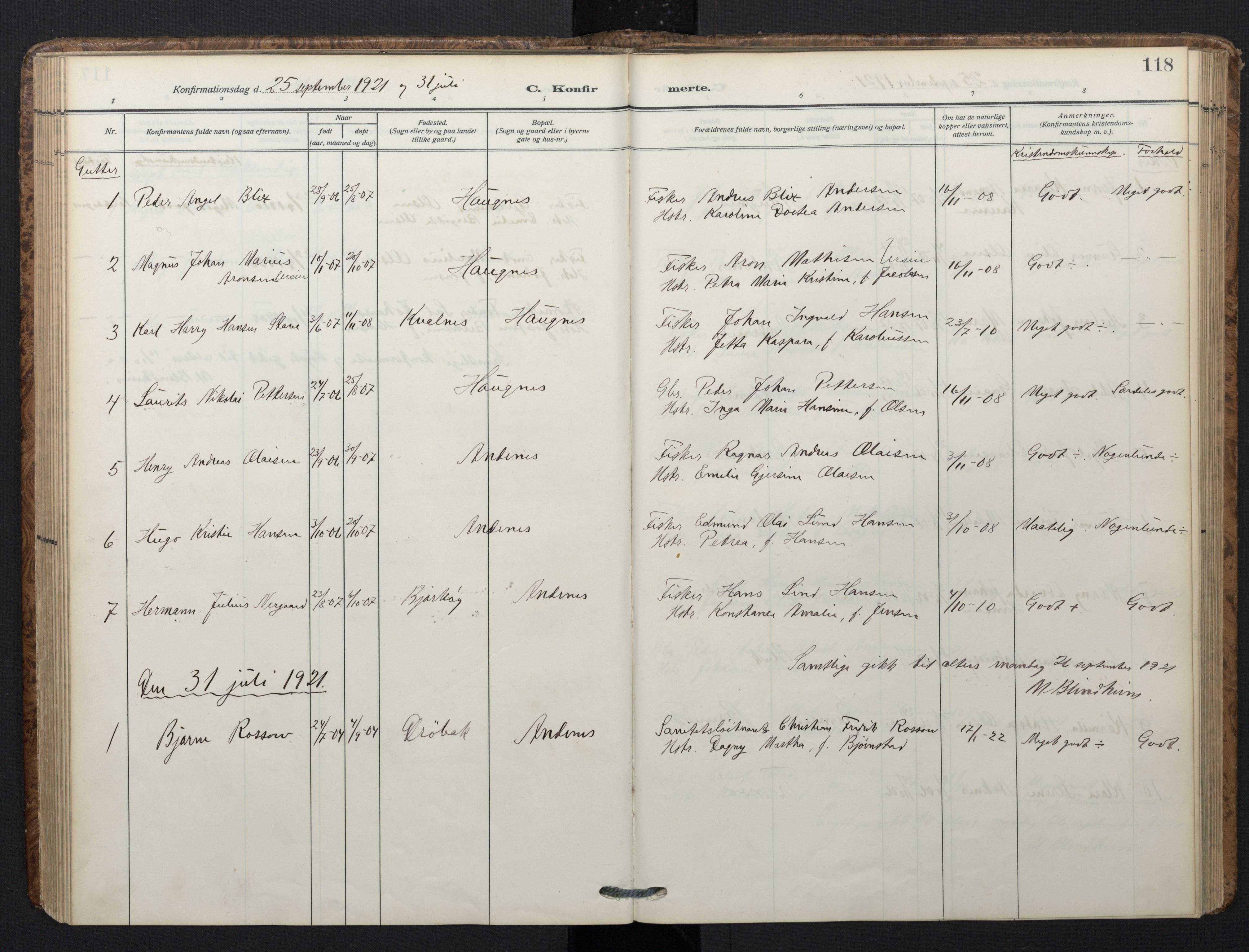 Ministerialprotokoller, klokkerbøker og fødselsregistre - Nordland, SAT/A-1459/899/L1438: Parish register (official) no. 899A06, 1909-1922, p. 118