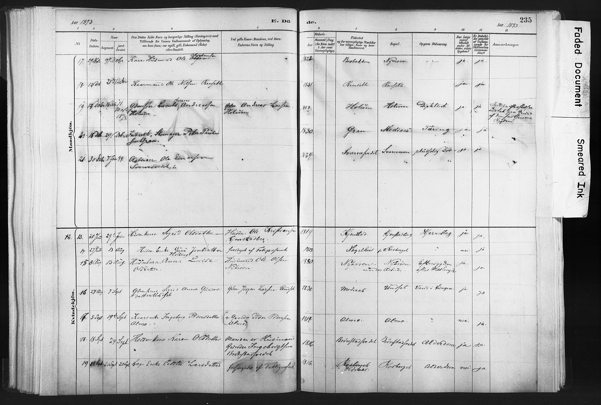 Ministerialprotokoller, klokkerbøker og fødselsregistre - Nord-Trøndelag, AV/SAT-A-1458/749/L0474: Parish register (official) no. 749A08, 1887-1903, p. 235