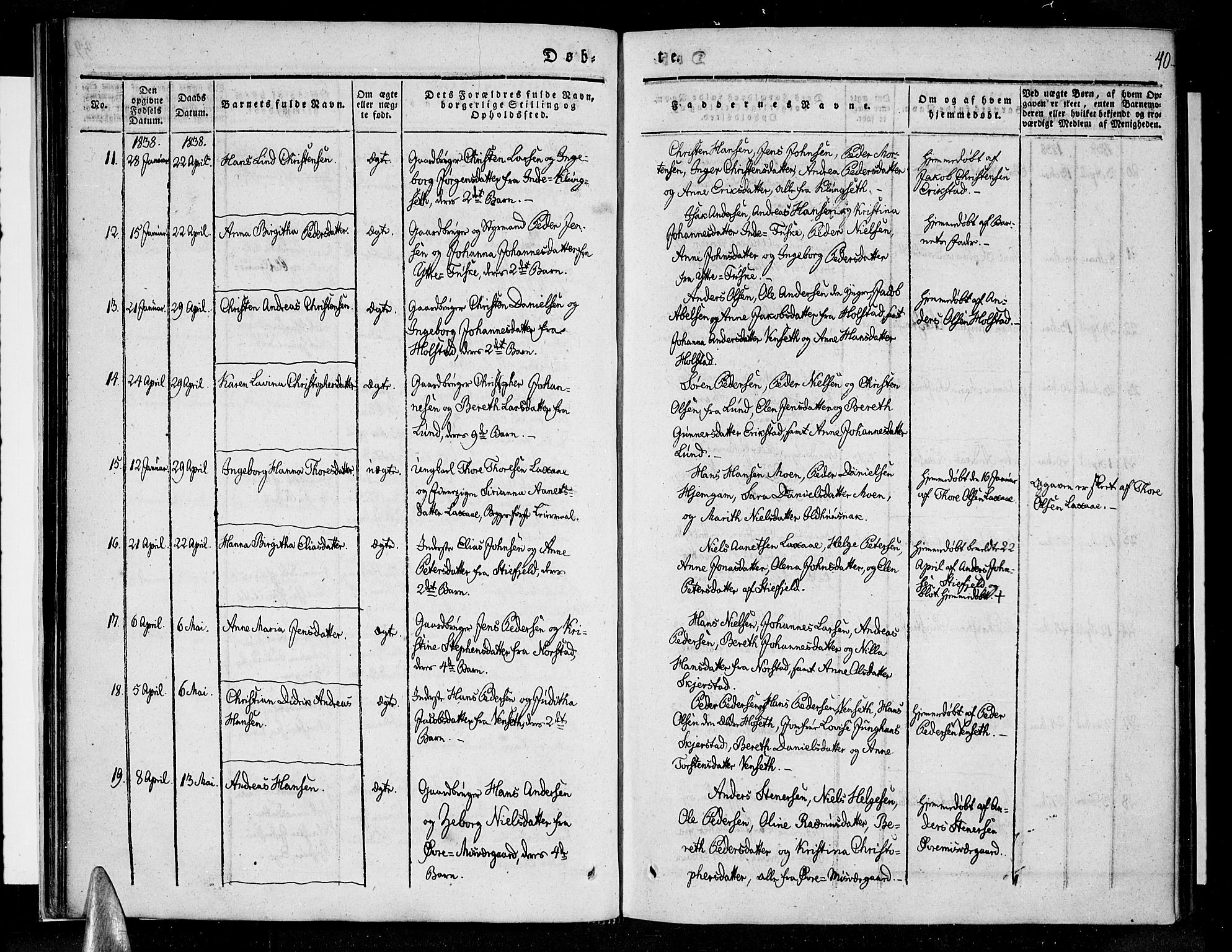 Ministerialprotokoller, klokkerbøker og fødselsregistre - Nordland, AV/SAT-A-1459/852/L0737: Parish register (official) no. 852A07, 1833-1849, p. 40