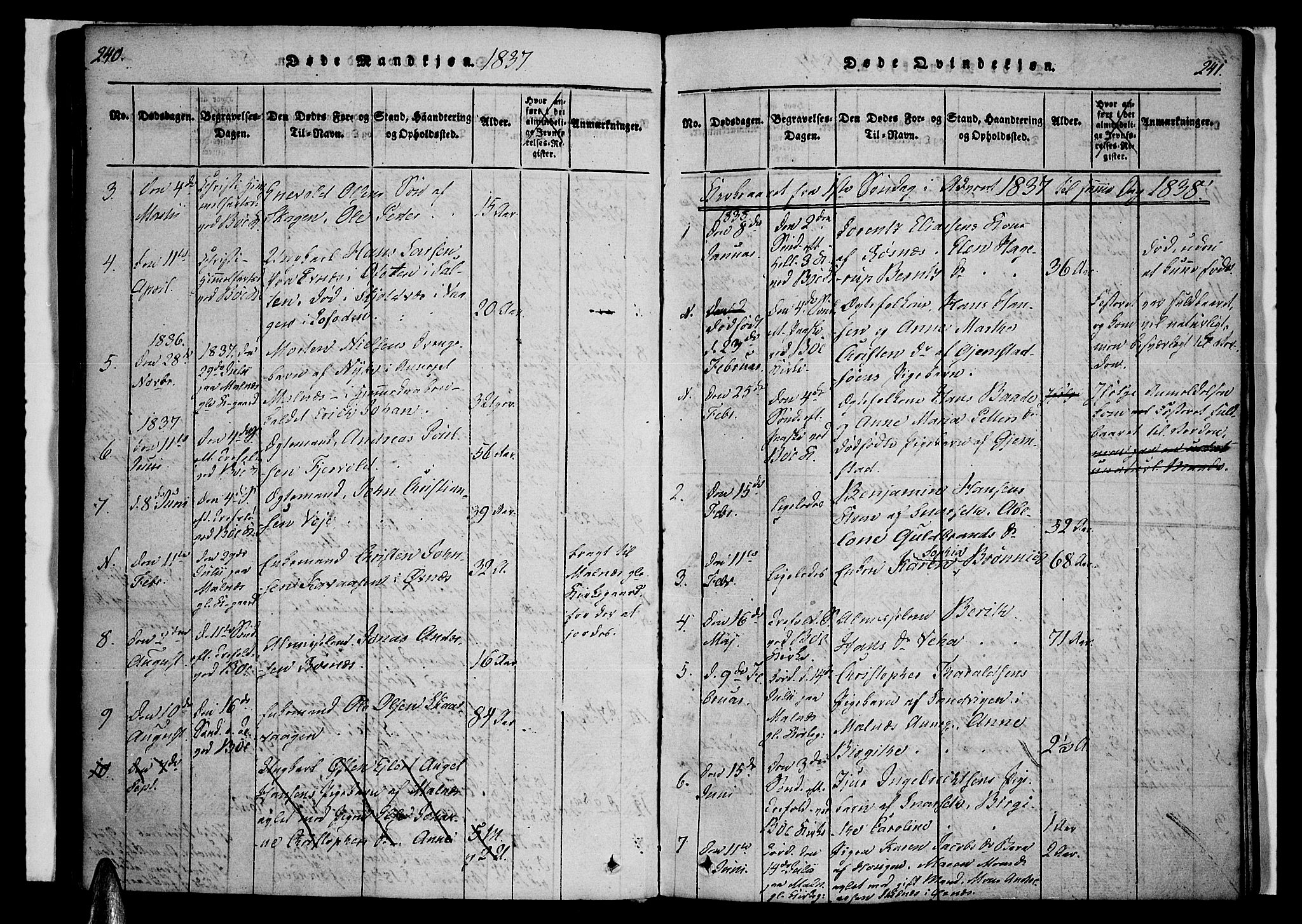 Ministerialprotokoller, klokkerbøker og fødselsregistre - Nordland, AV/SAT-A-1459/891/L1298: Parish register (official) no. 891A03, 1820-1840, p. 240-241