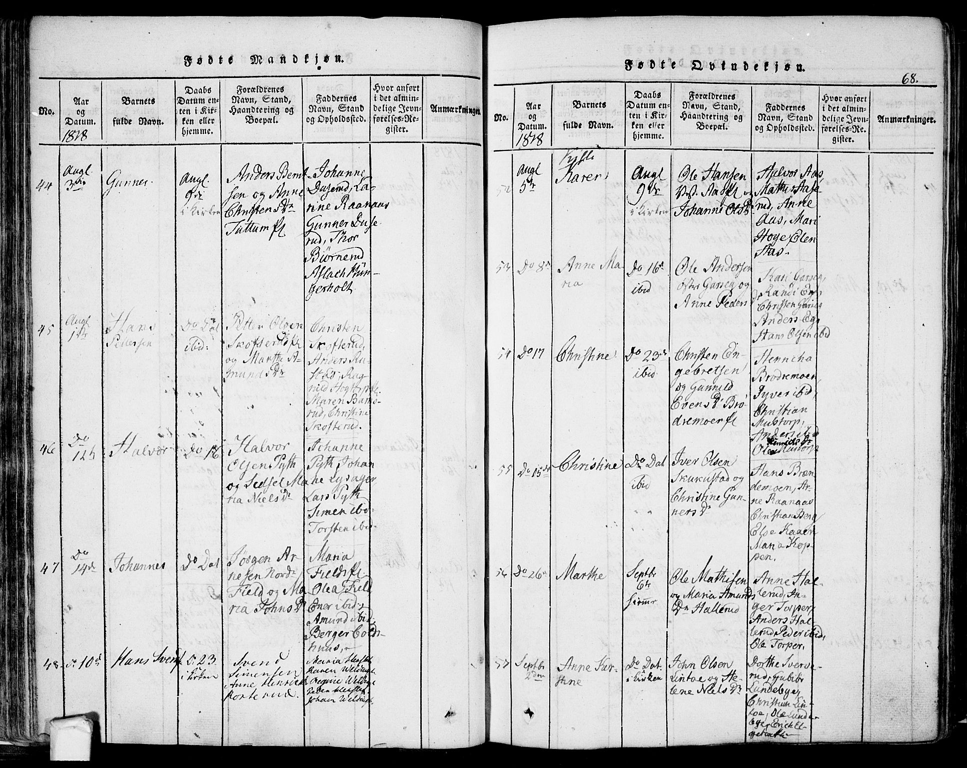 Eidsberg prestekontor Kirkebøker, AV/SAO-A-10905/F/Fa/L0007: Parish register (official) no. I 7, 1814-1832, p. 68