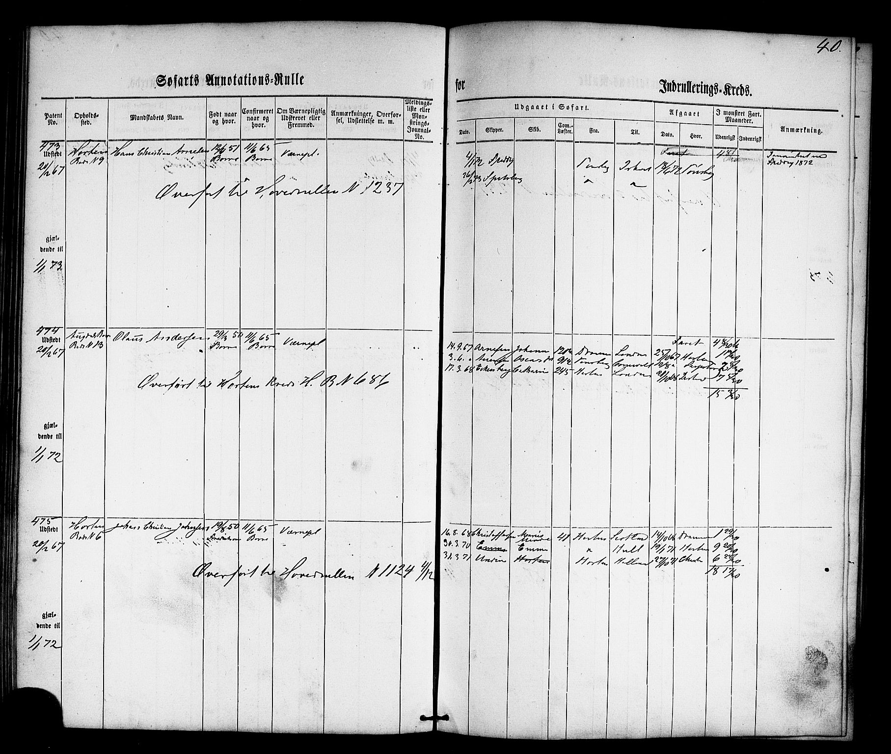 Horten innrulleringskontor, SAKO/A-785/F/Fb/L0001: Annotasjonsrulle, 1864-1868, p. 55