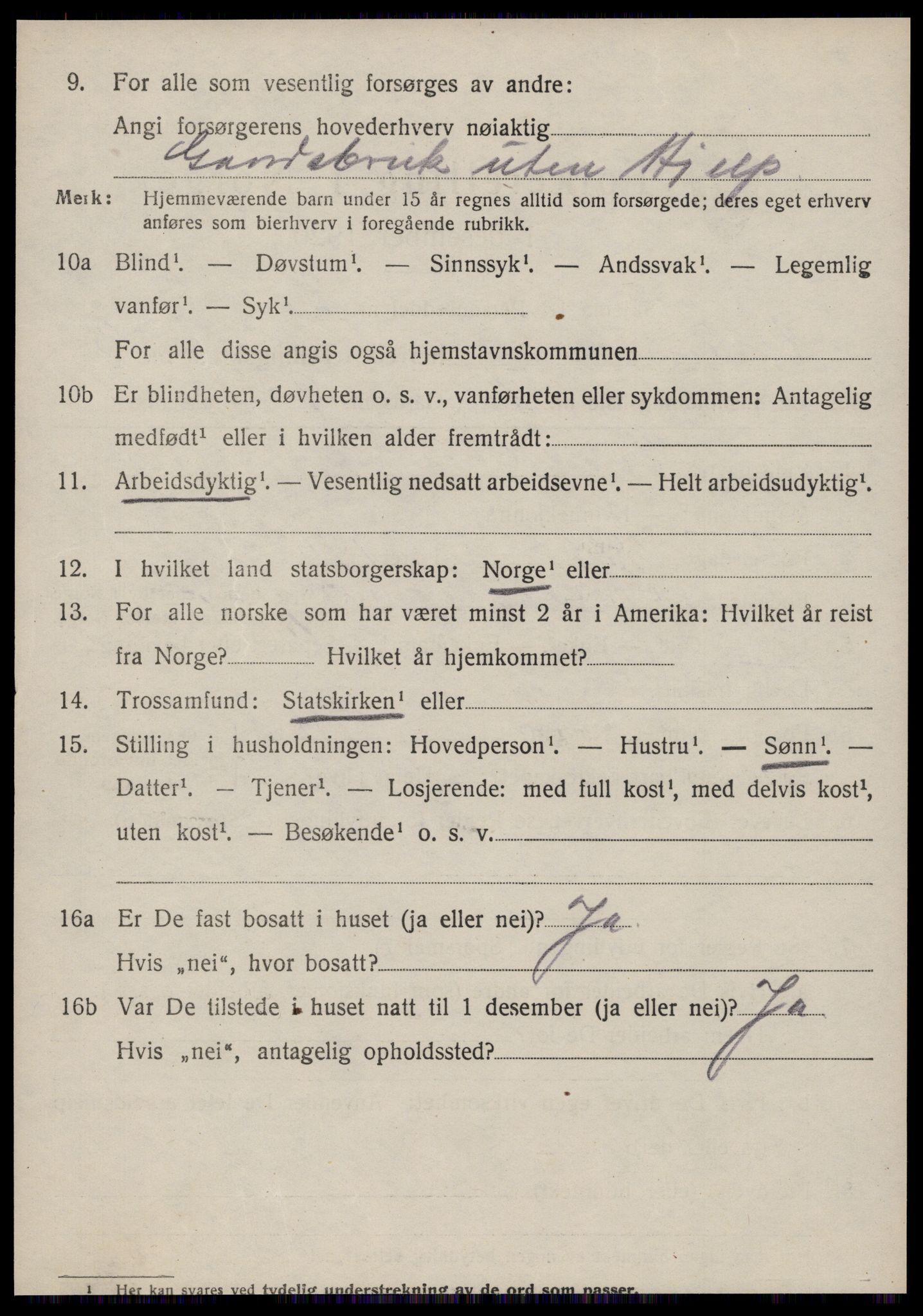 SAT, 1920 census for Vanylven, 1920, p. 1018