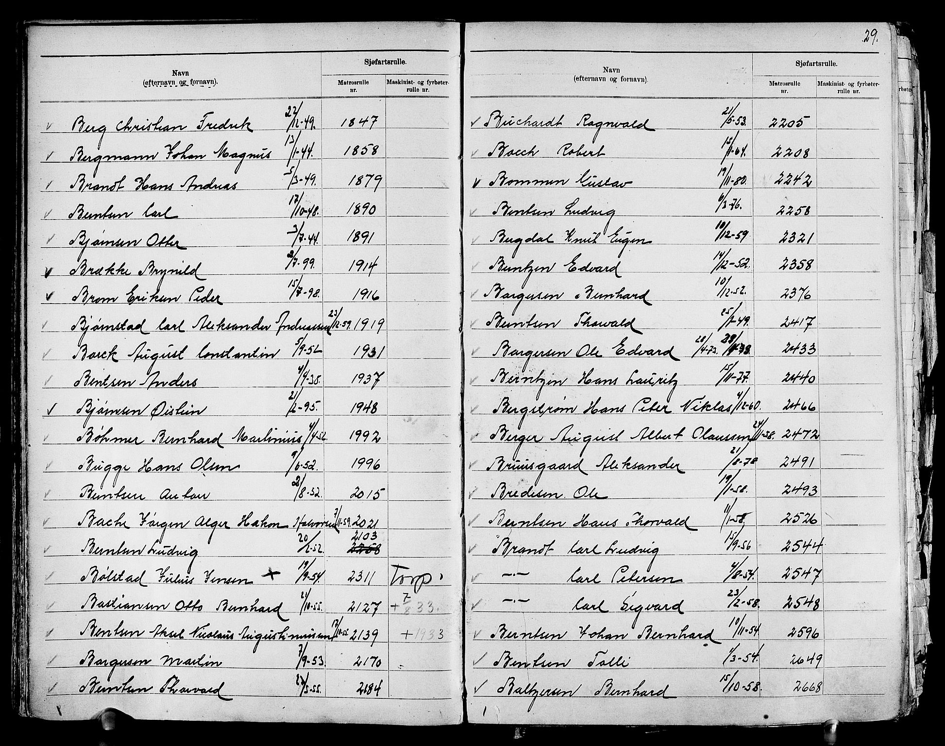 Drammen innrulleringsdistrikt, SAKO/A-781/G/Ga/L0001: Navneregister til rullene, 1860-1948, p. 31