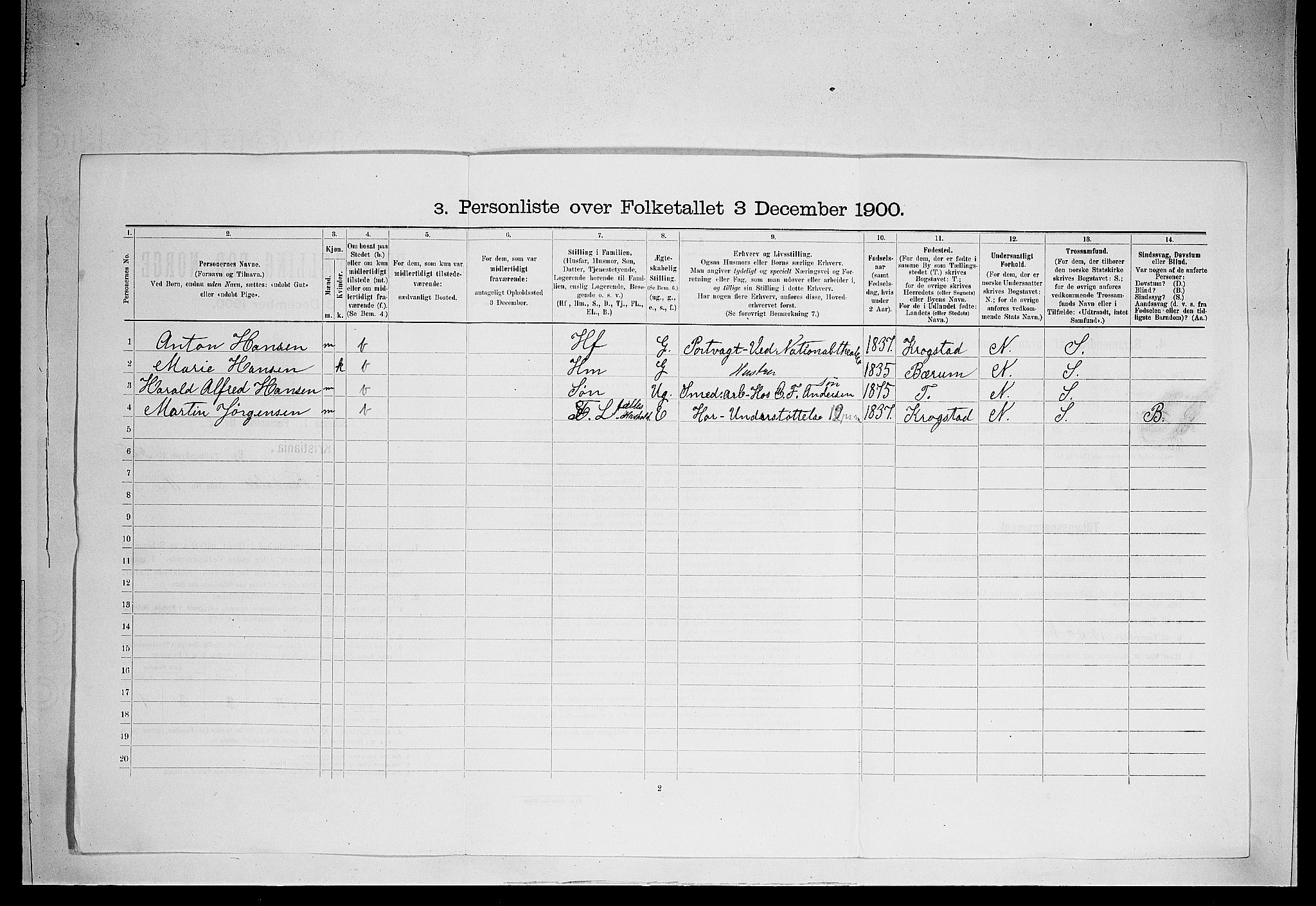 SAO, 1900 census for Kristiania, 1900, p. 22648