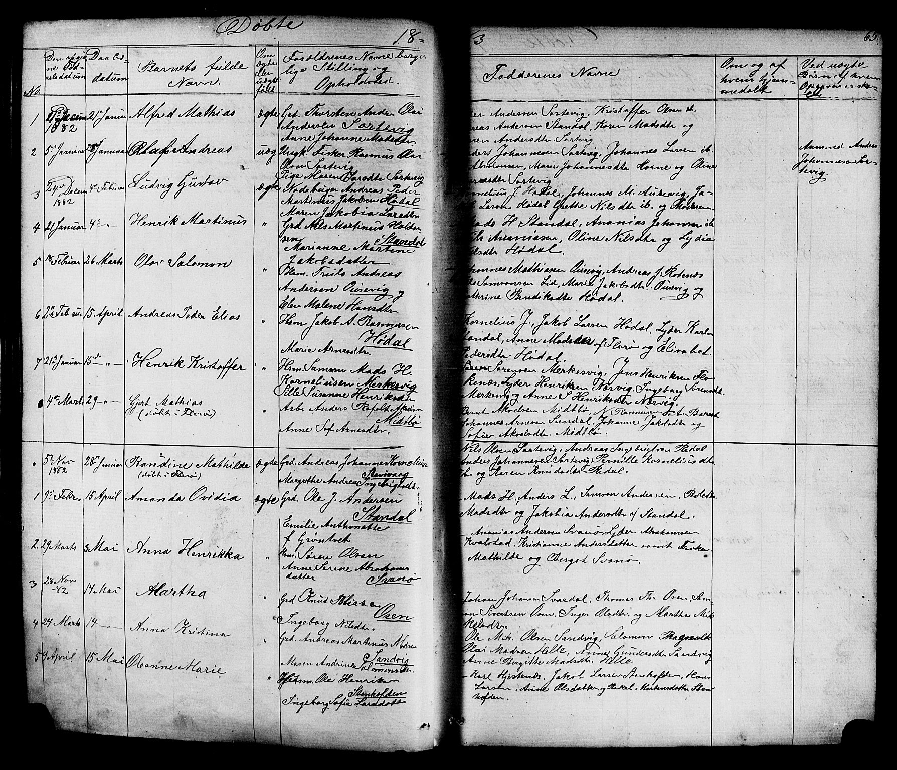 Kinn sokneprestembete, AV/SAB-A-80801/H/Hab/Habc/L0002: Parish register (copy) no. C 2, 1869-1918, p. 65