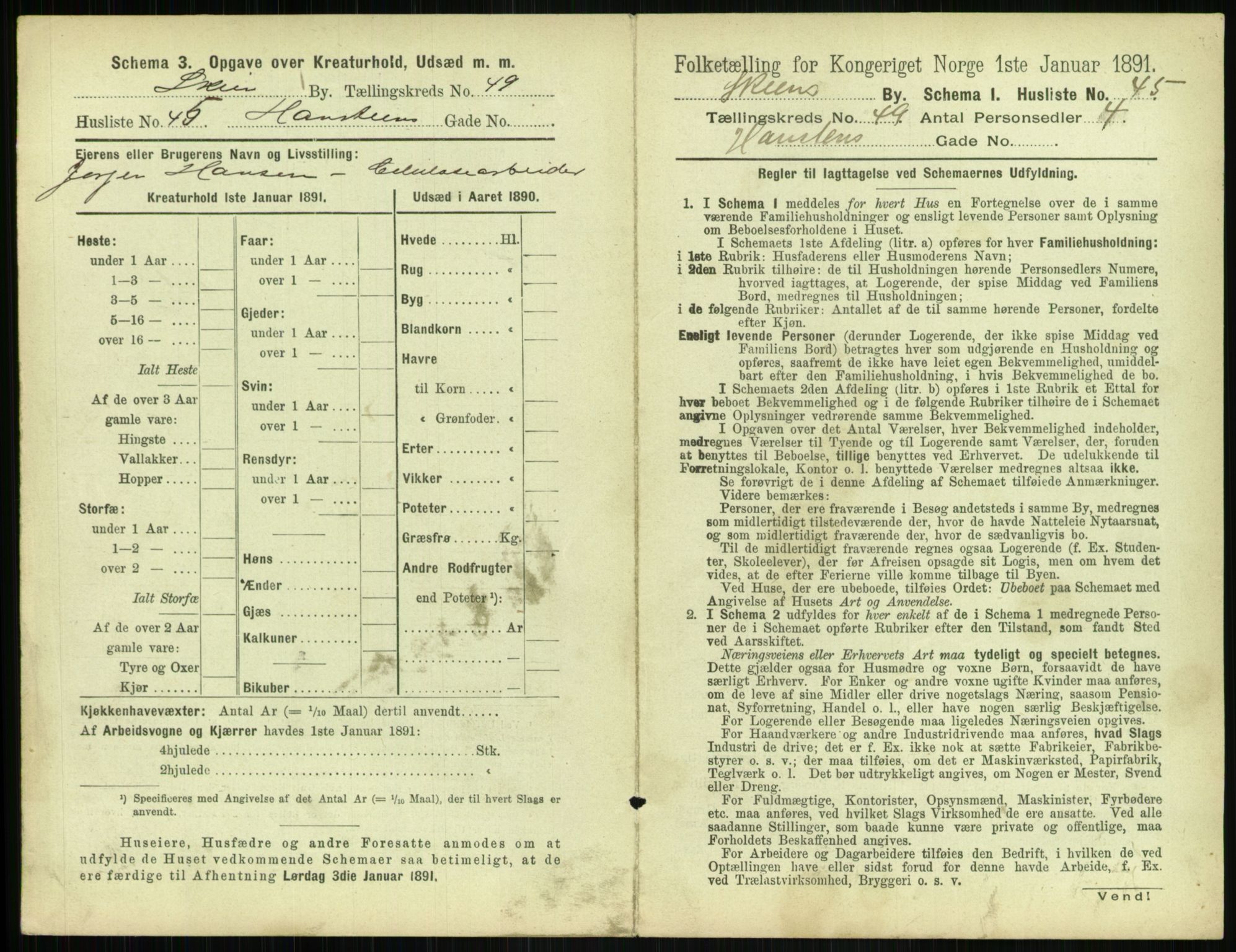 RA, 1891 census for 0806 Skien, 1891, p. 1974