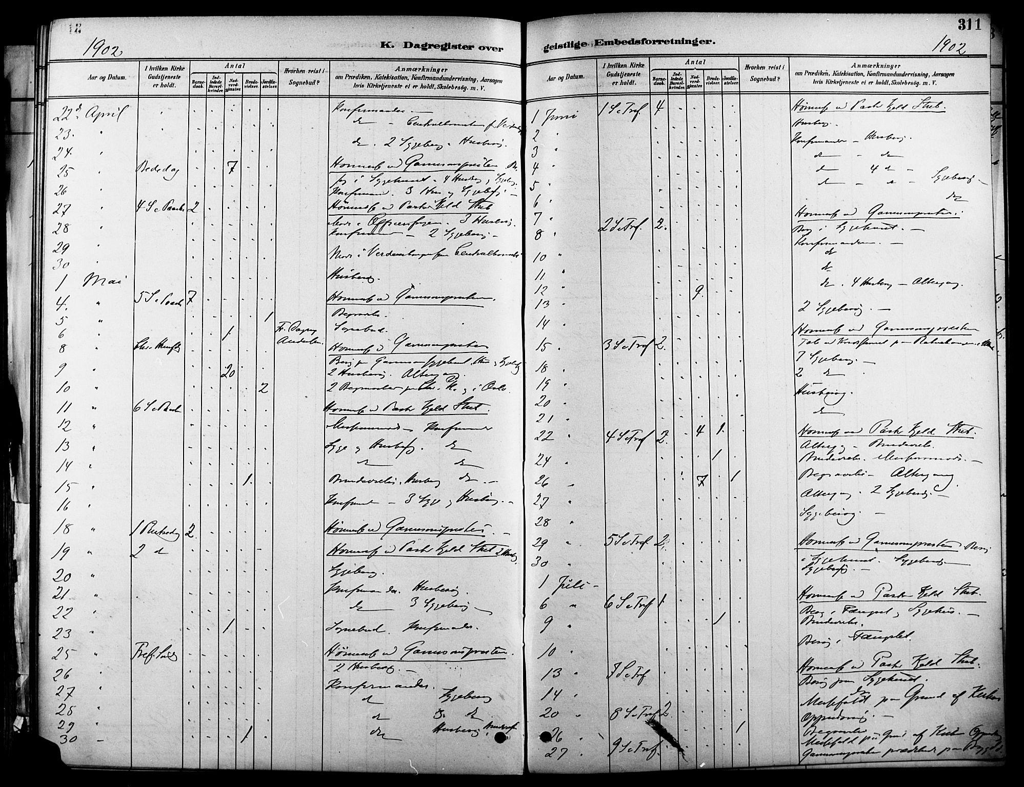 Garnisonsmenigheten Kirkebøker, AV/SAO-A-10846/F/Fa/L0013: Parish register (official) no. 13, 1894-1904, p. 311