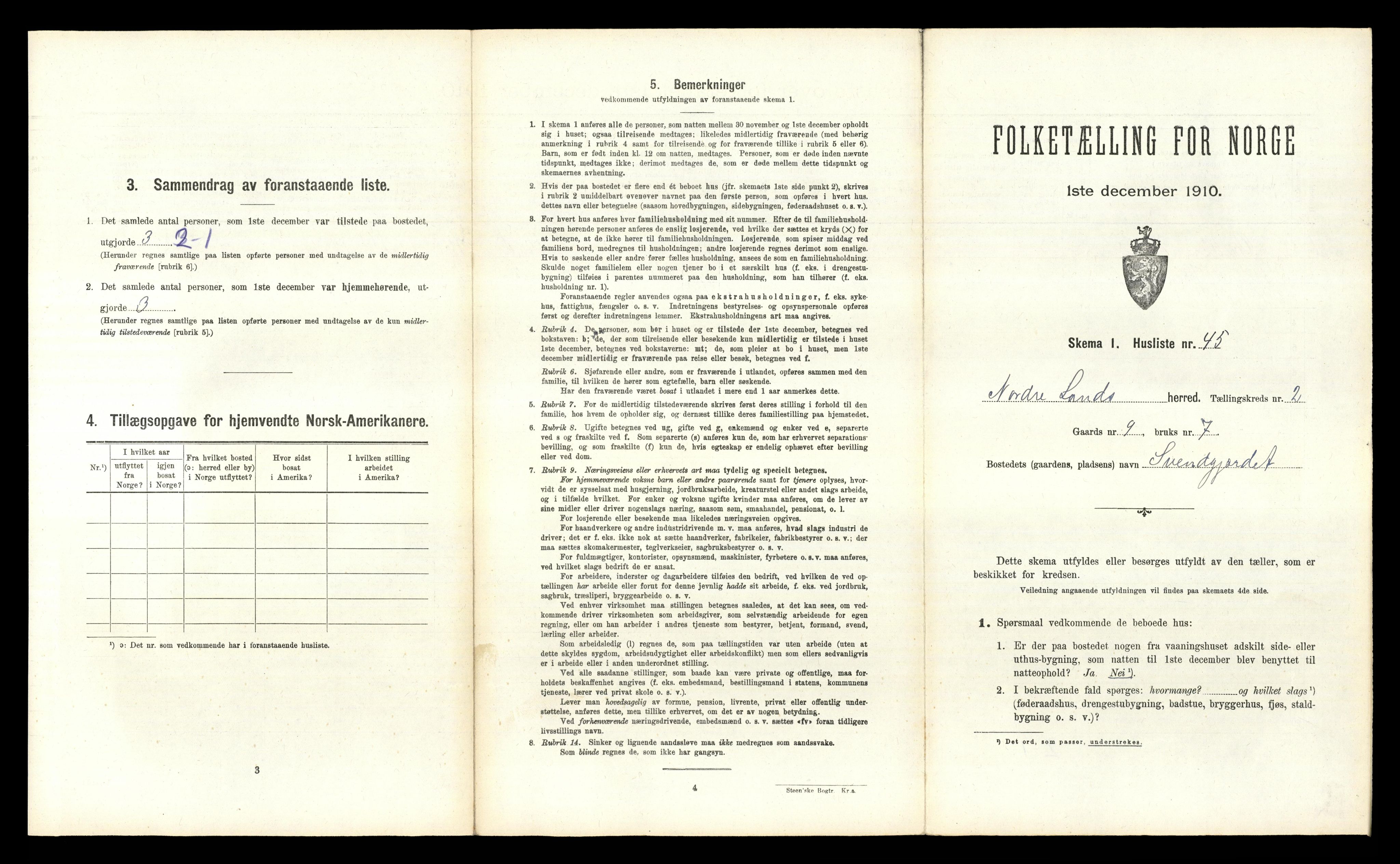 RA, 1910 census for Nordre Land, 1910, p. 259