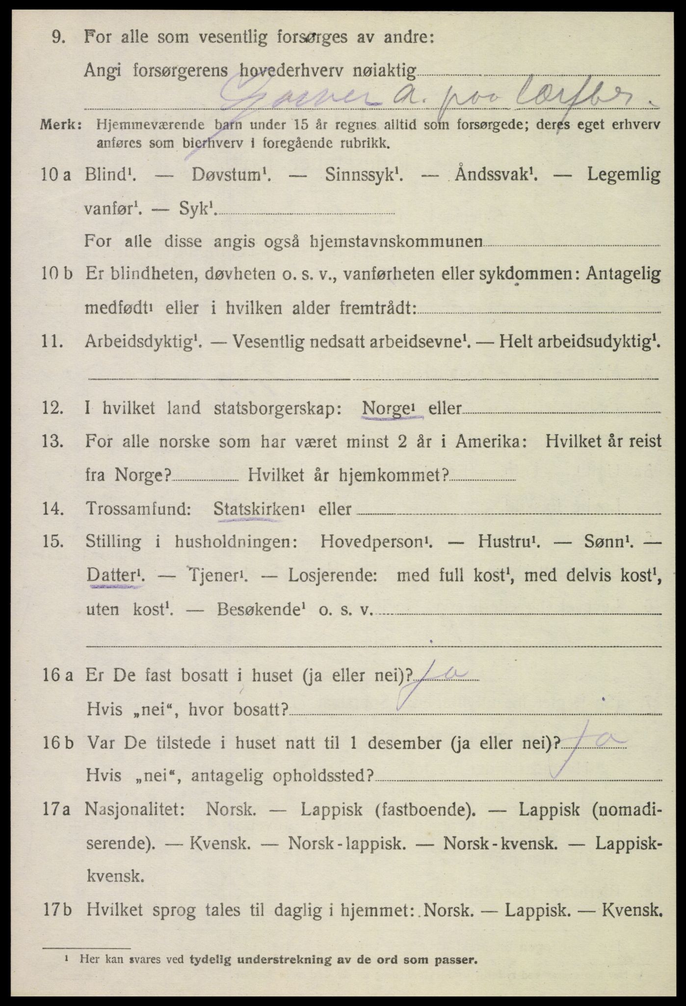 SAT, 1920 census for Verdal, 1920, p. 6692