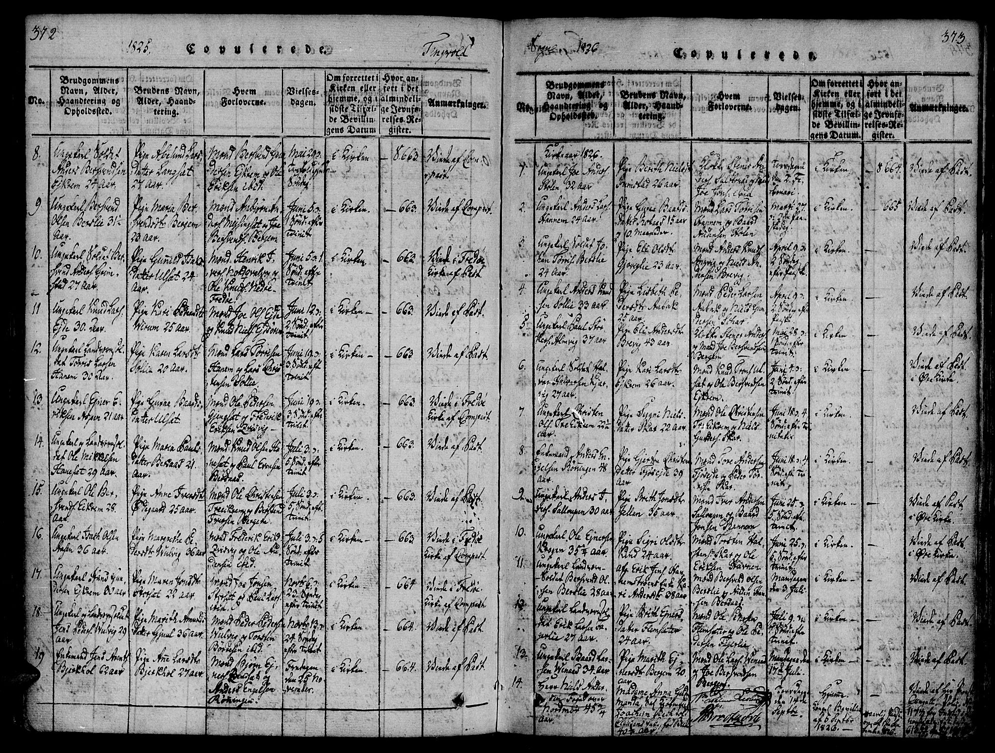 Ministerialprotokoller, klokkerbøker og fødselsregistre - Møre og Romsdal, SAT/A-1454/586/L0982: Parish register (official) no. 586A08, 1819-1829, p. 372-373