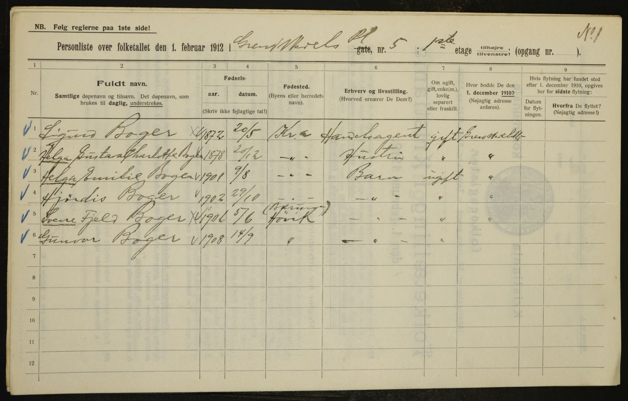 OBA, Municipal Census 1912 for Kristiania, 1912, p. 29724