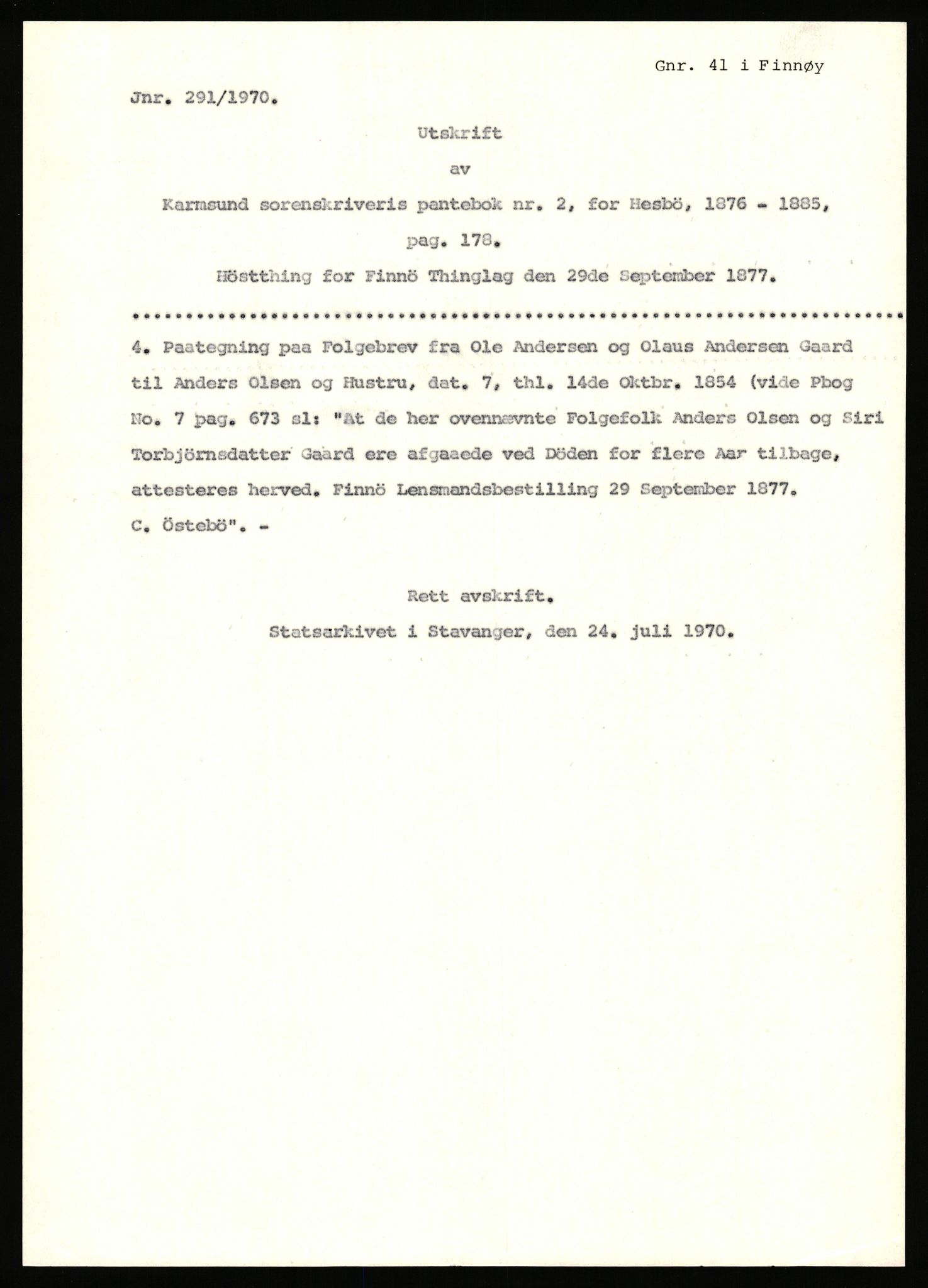 Statsarkivet i Stavanger, AV/SAST-A-101971/03/Y/Yj/L0024: Avskrifter sortert etter gårdsnavn: Fæøen - Garborg, 1750-1930, p. 617