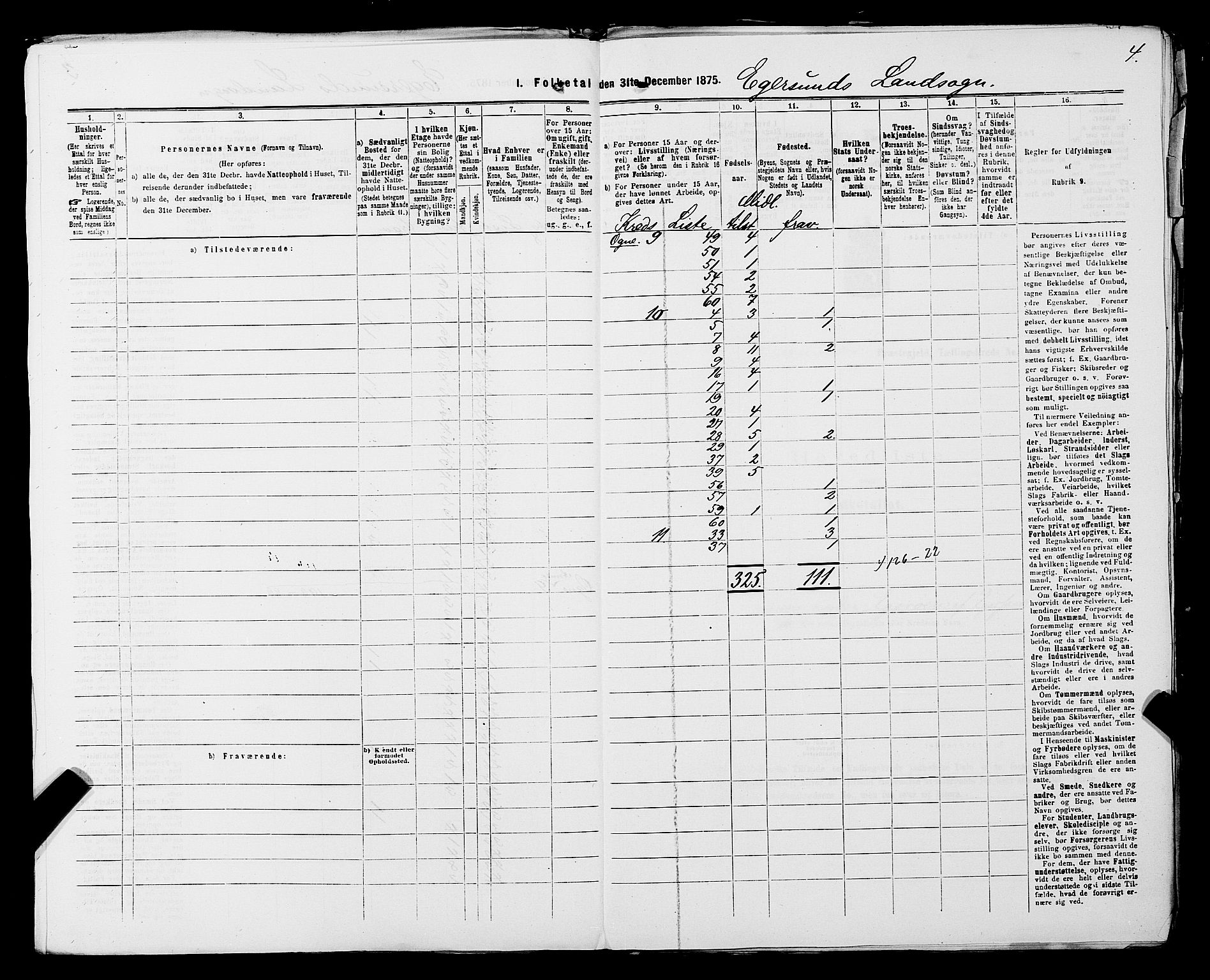 SAST, 1875 census for 1116L Eigersund/Eigersund og Ogna, 1875, p. 7