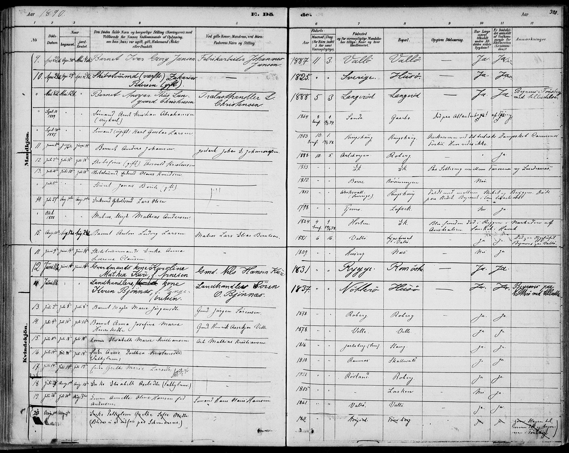 Sem kirkebøker, AV/SAKO-A-5/F/Fb/L0004: Parish register (official) no. II 4, 1878-1891, p. 320