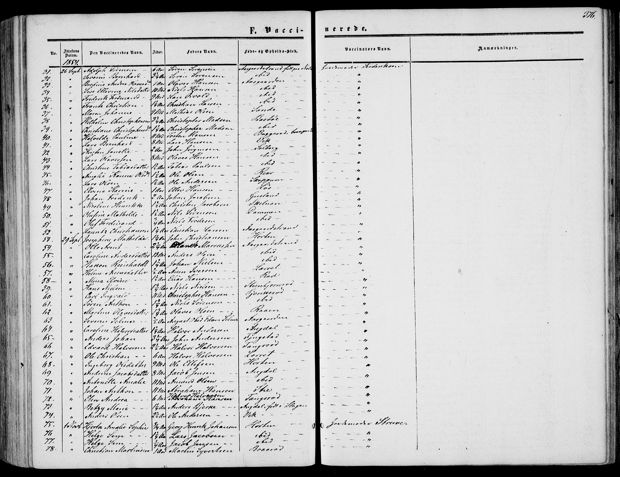 Borre kirkebøker, AV/SAKO-A-338/F/Fa/L0006: Parish register (official) no. I 6, 1852-1862, p. 376