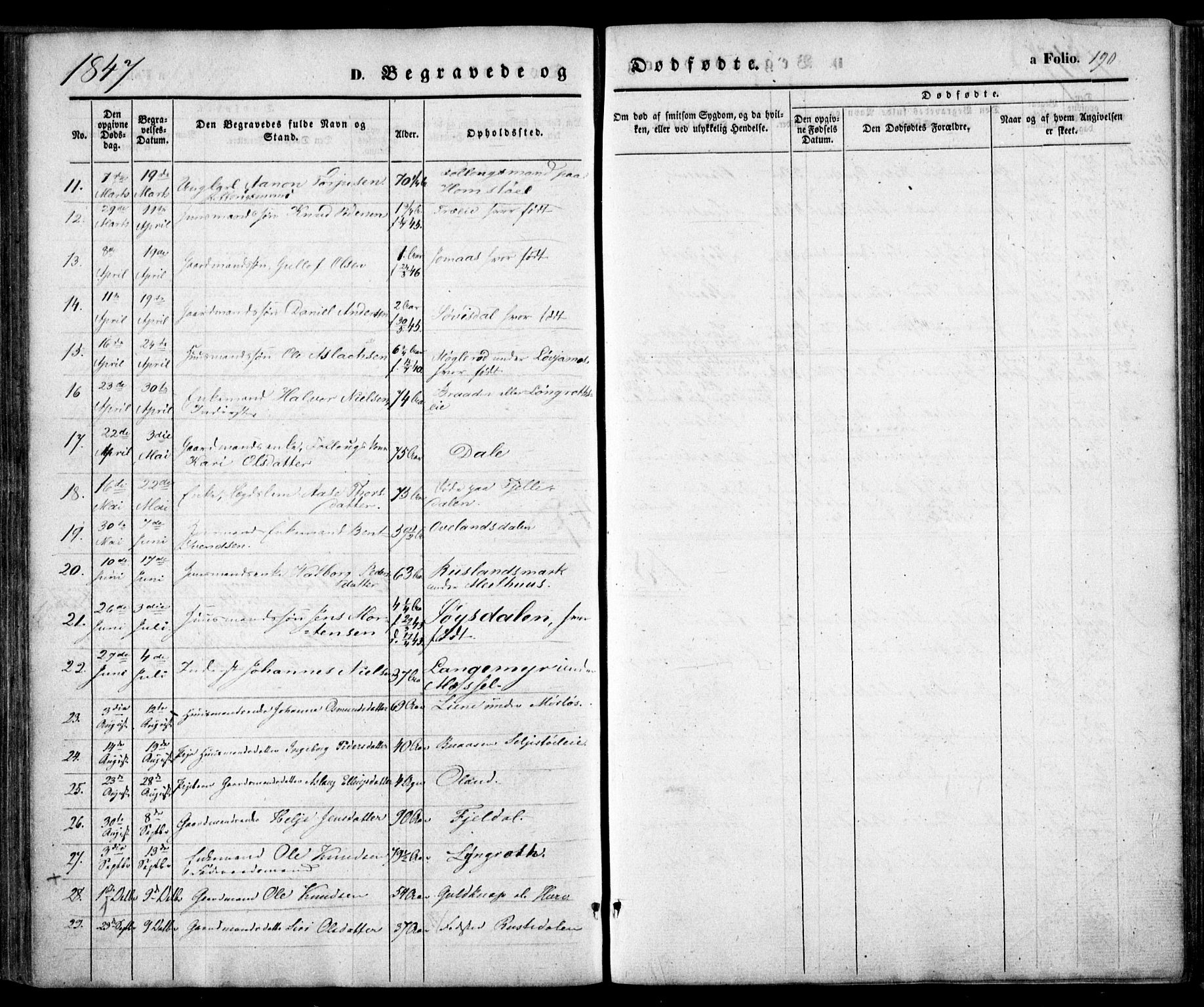 Froland sokneprestkontor, SAK/1111-0013/F/Fa/L0002: Parish register (official) no. A 2, 1845-1863, p. 190