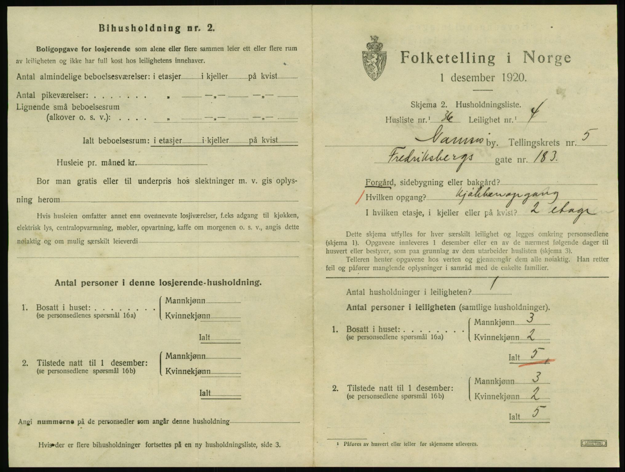 SAT, 1920 census for Namsos, 1920, p. 1751