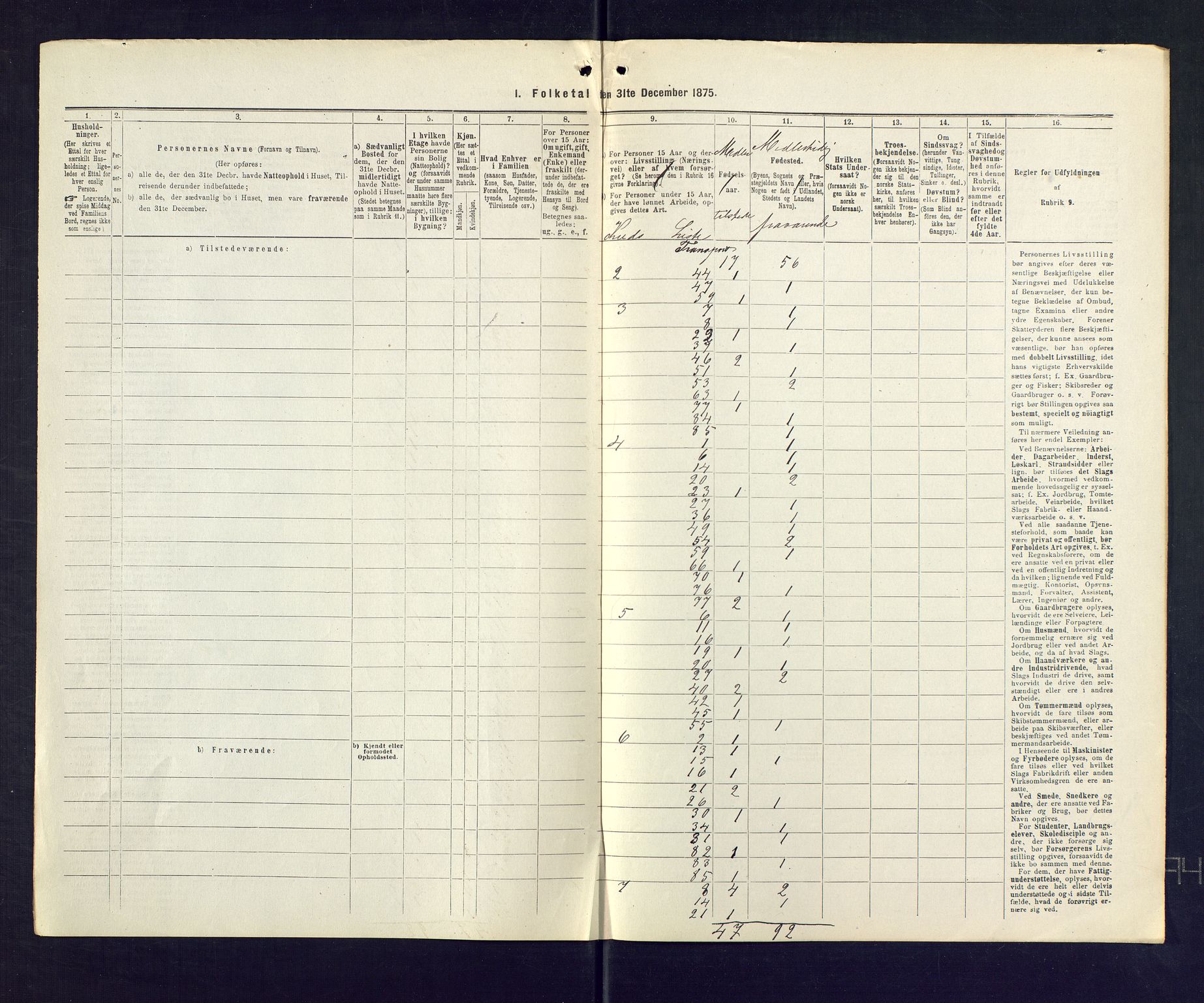 SAKO, 1875 census for 0725P Tjølling, 1875, p. 42