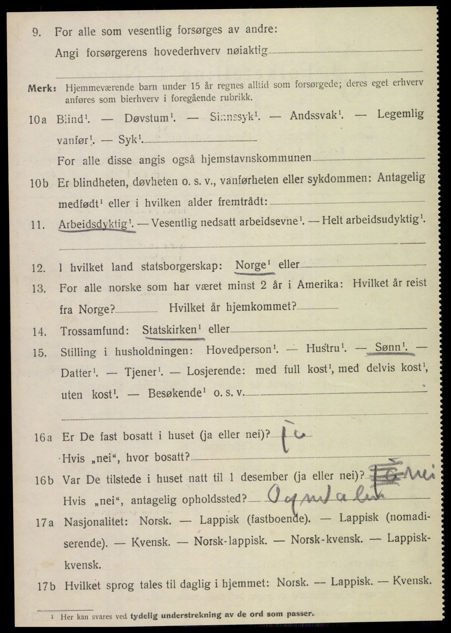 SAT, 1920 census for Sparbu, 1920, p. 6780