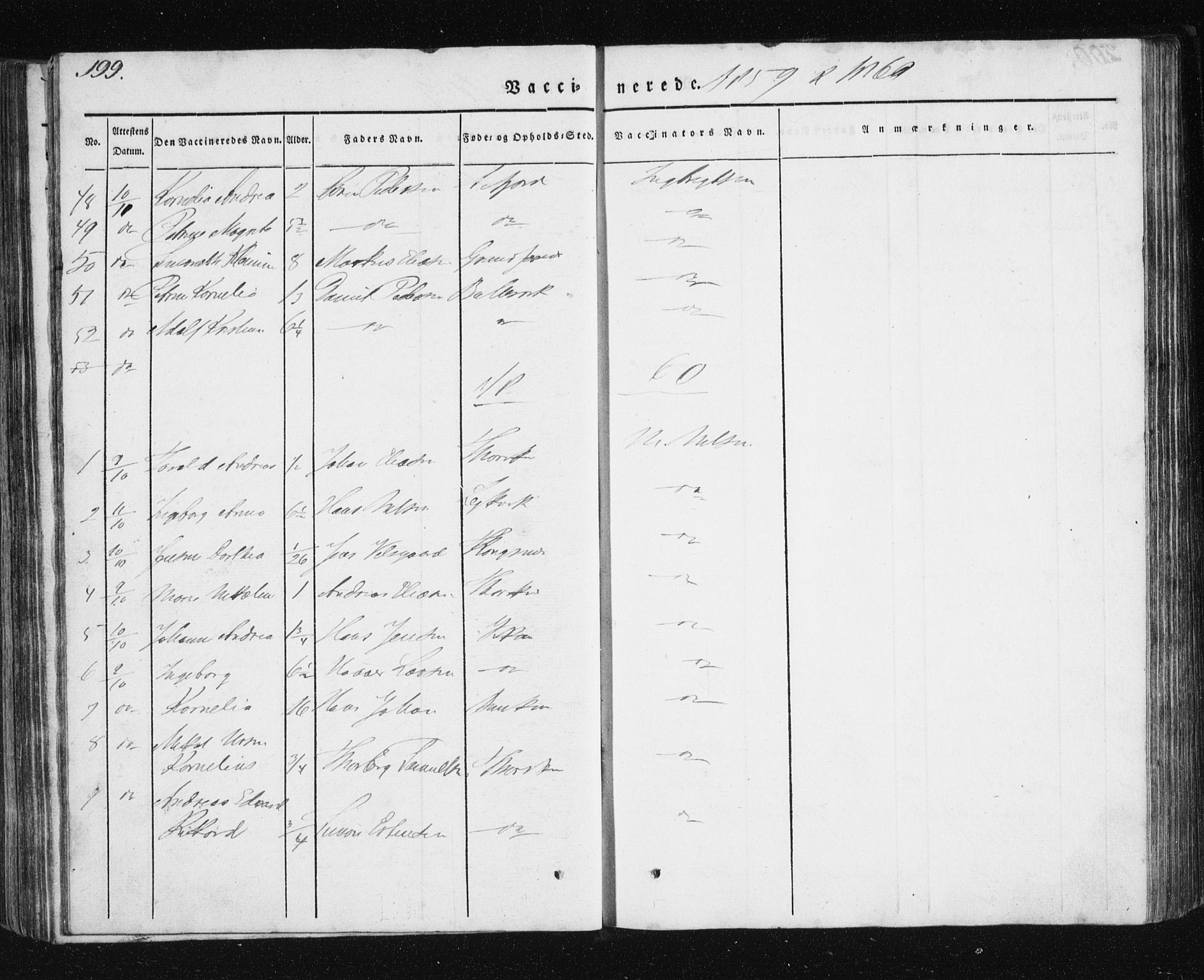 Berg sokneprestkontor, SATØ/S-1318/G/Ga/Gab/L0011klokker: Parish register (copy) no. 11, 1833-1878, p. 199