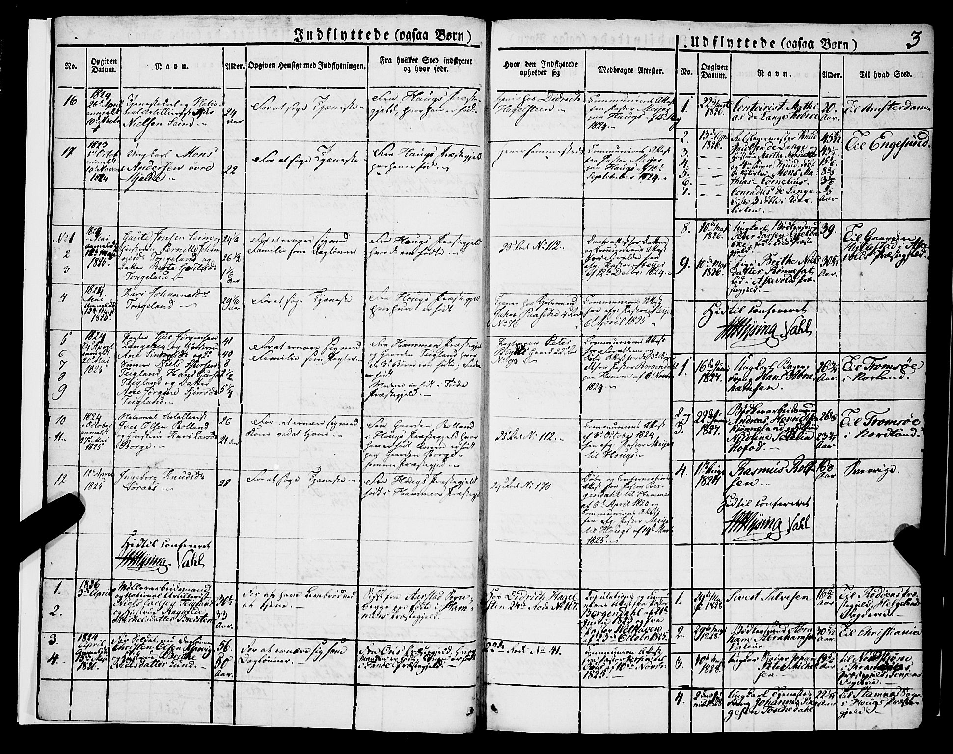 Korskirken sokneprestembete, SAB/A-76101/H/Haa/L0050: Parish register (official) no. F 1, 1821-1869, p. 3