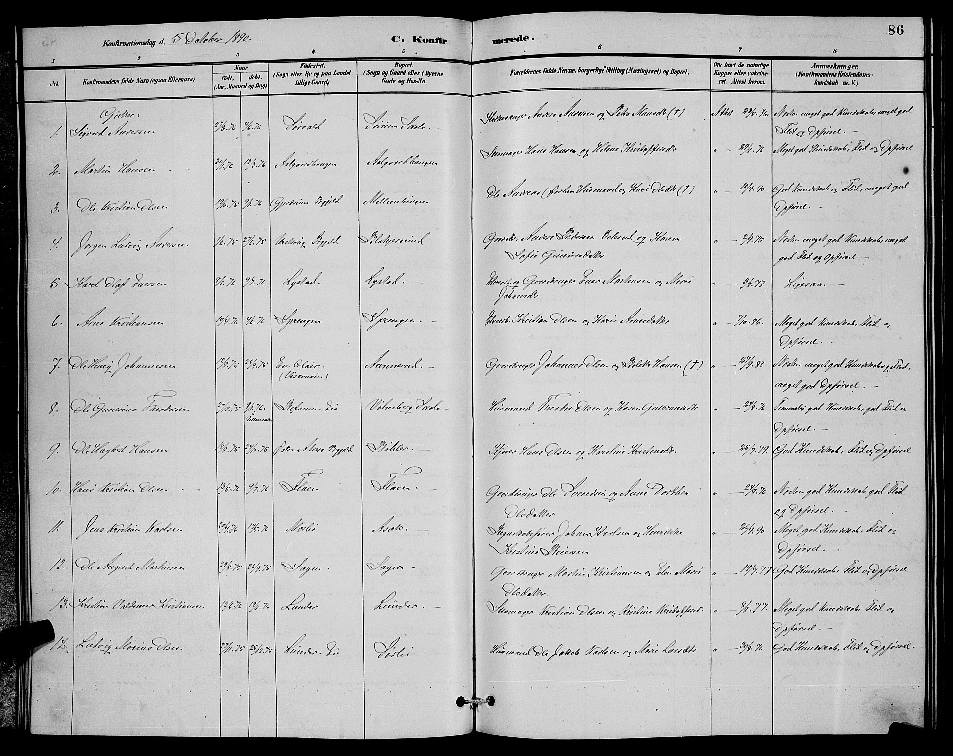 Sørum prestekontor Kirkebøker, SAO/A-10303/G/Ga/L0005: Parish register (copy) no. I 5.1, 1886-1894, p. 86