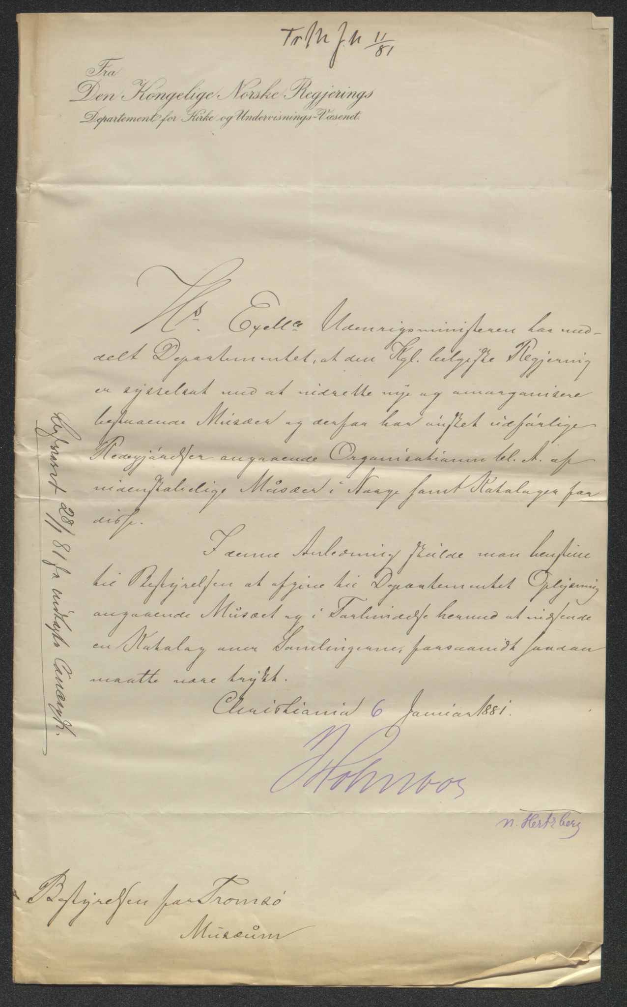 Tromsø Museum, AV/SATØ-S-0162/D/Db/L0033: Journalsaker og innkomne brev, 1879-1882, p. 284