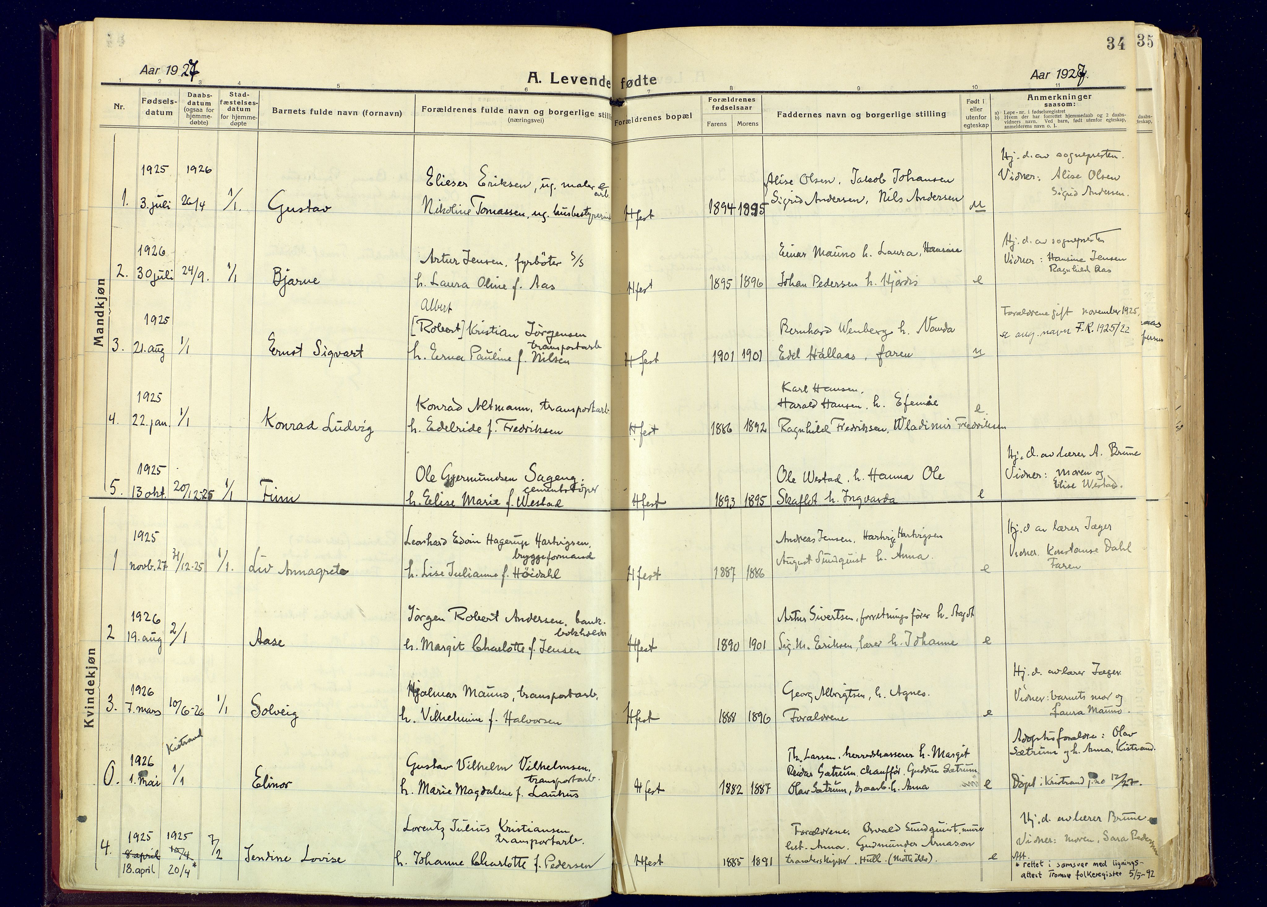 Hammerfest sokneprestkontor, SATØ/S-1347: Parish register (official) no. 17, 1923-1933, p. 34