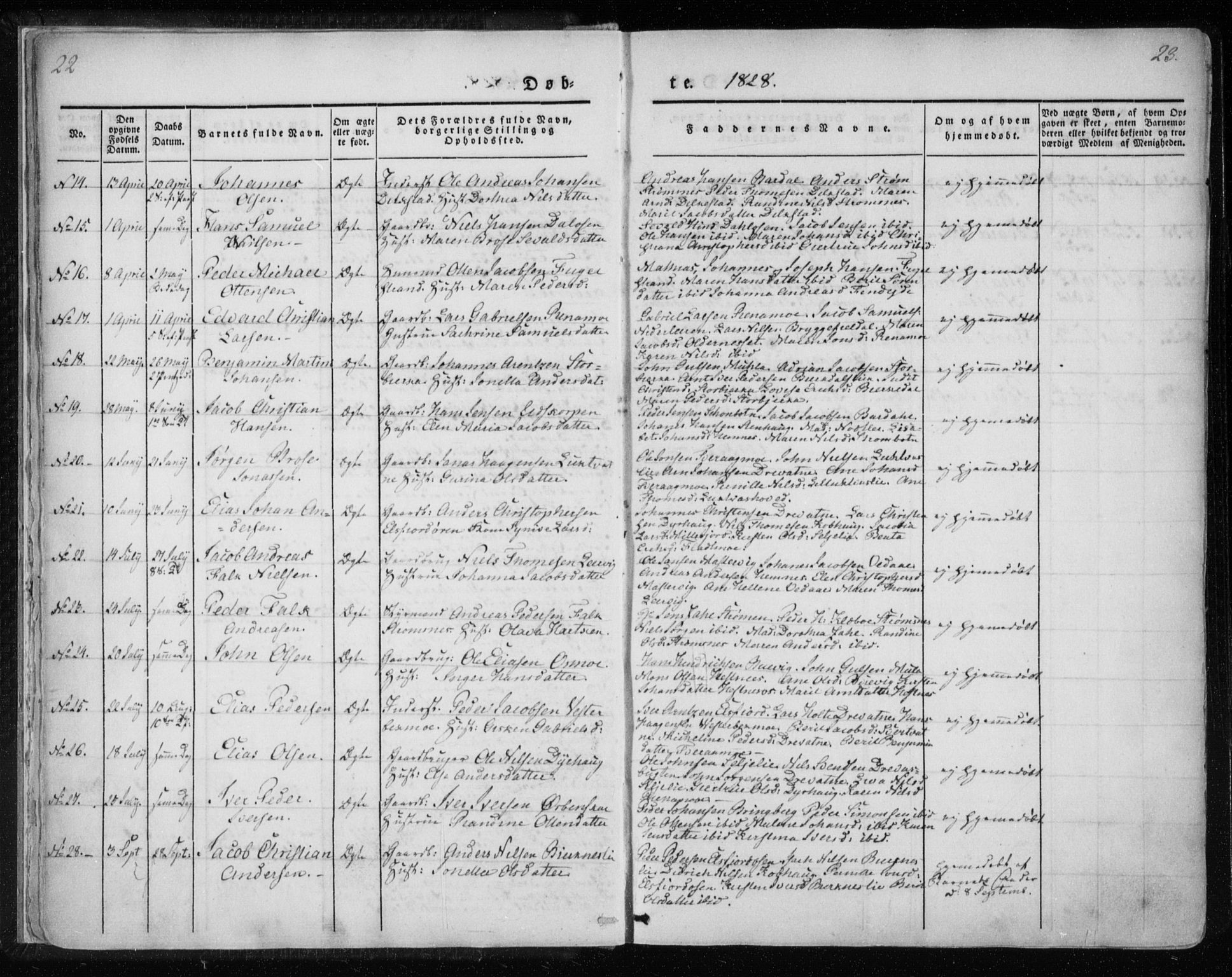 Ministerialprotokoller, klokkerbøker og fødselsregistre - Nordland, AV/SAT-A-1459/825/L0354: Parish register (official) no. 825A08, 1826-1841, p. 22-23