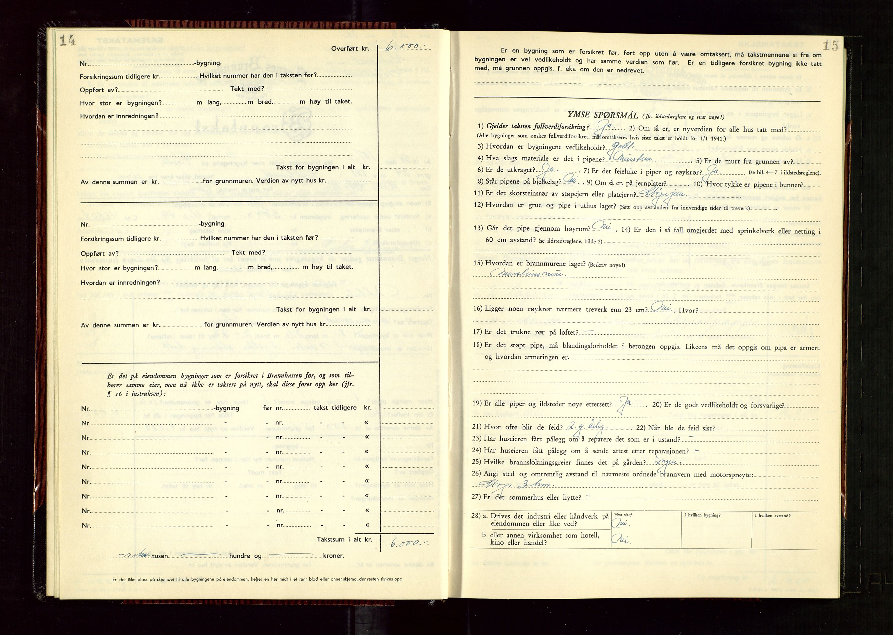 Hetland lensmannskontor, AV/SAST-A-100101/Gob/L0008: "Branntakstprotokoll", 1949-1953, p. 14-15