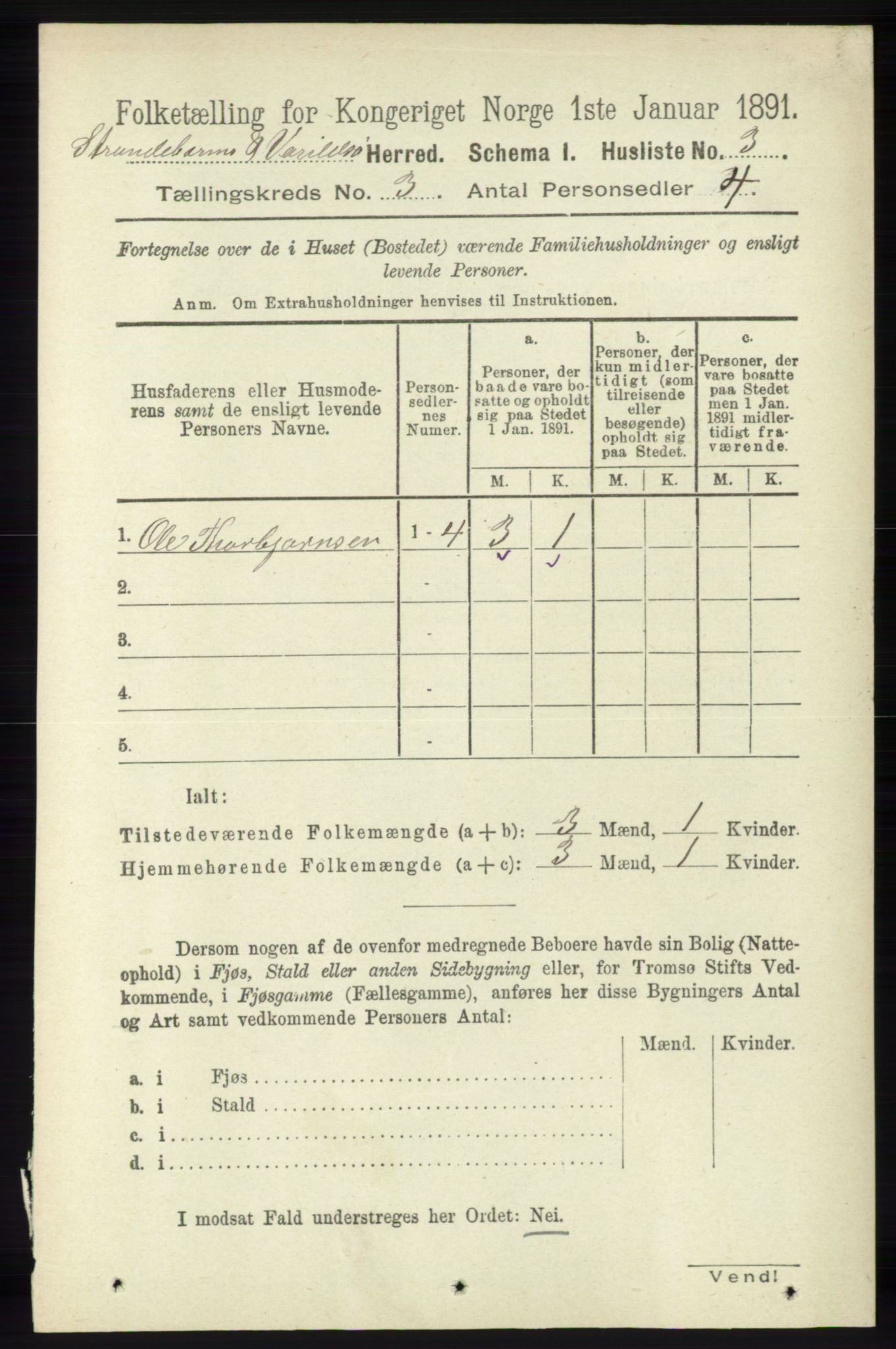 RA, 1891 census for 1226 Strandebarm og Varaldsøy, 1891, p. 1038