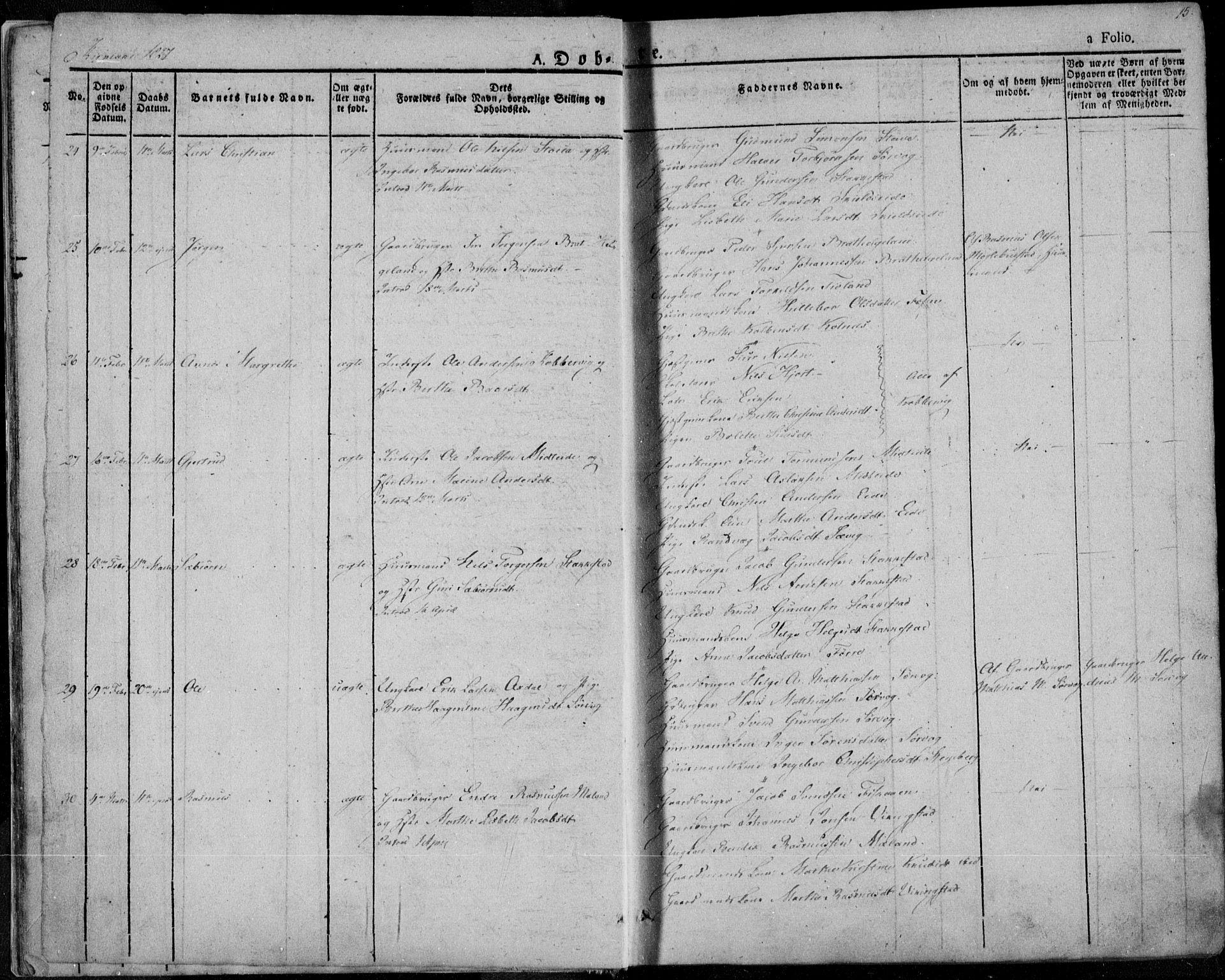 Avaldsnes sokneprestkontor, AV/SAST-A -101851/H/Ha/Haa/L0005: Parish register (official) no. A 5.1, 1825-1841, p. 15