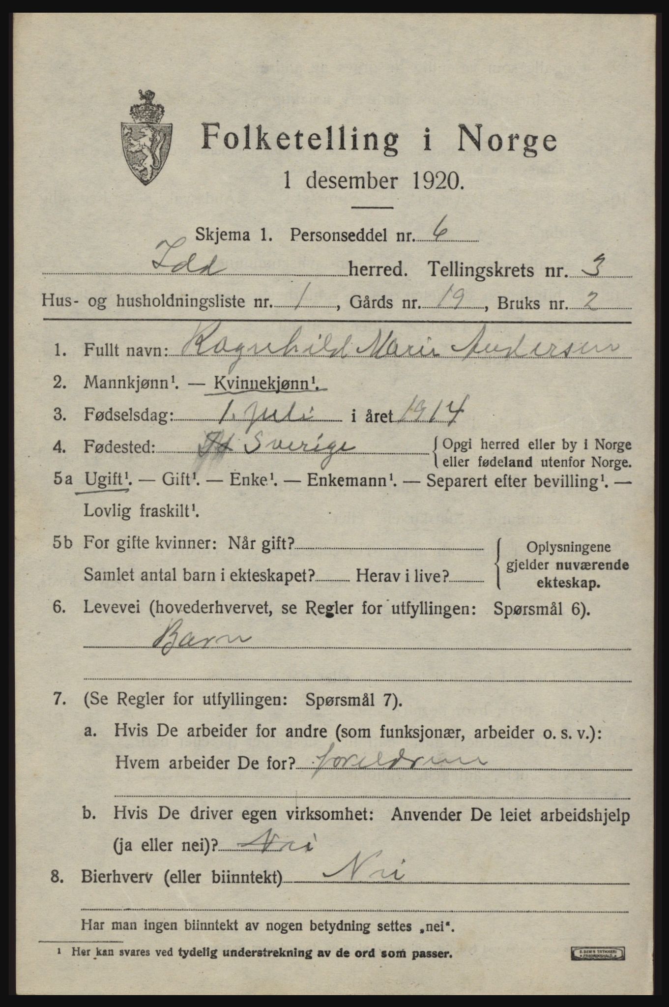 SAO, 1920 census for Idd, 1920, p. 4020