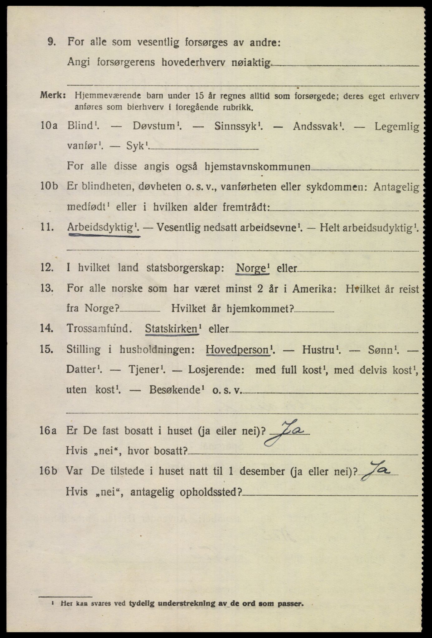 SAK, 1920 census for Lyngdal, 1920, p. 5828