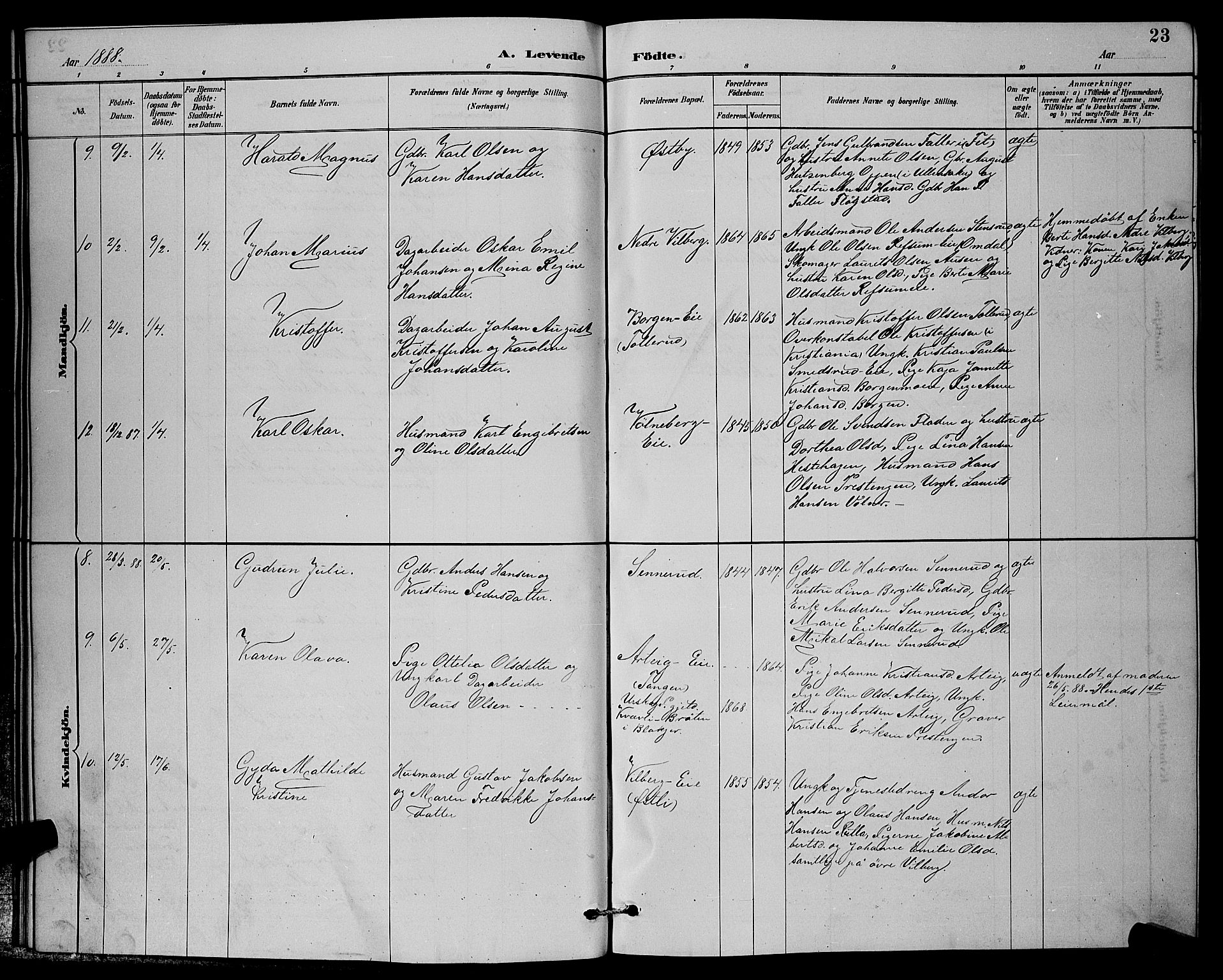 Sørum prestekontor Kirkebøker, AV/SAO-A-10303/G/Ga/L0005: Parish register (copy) no. I 5.1, 1886-1894, p. 23