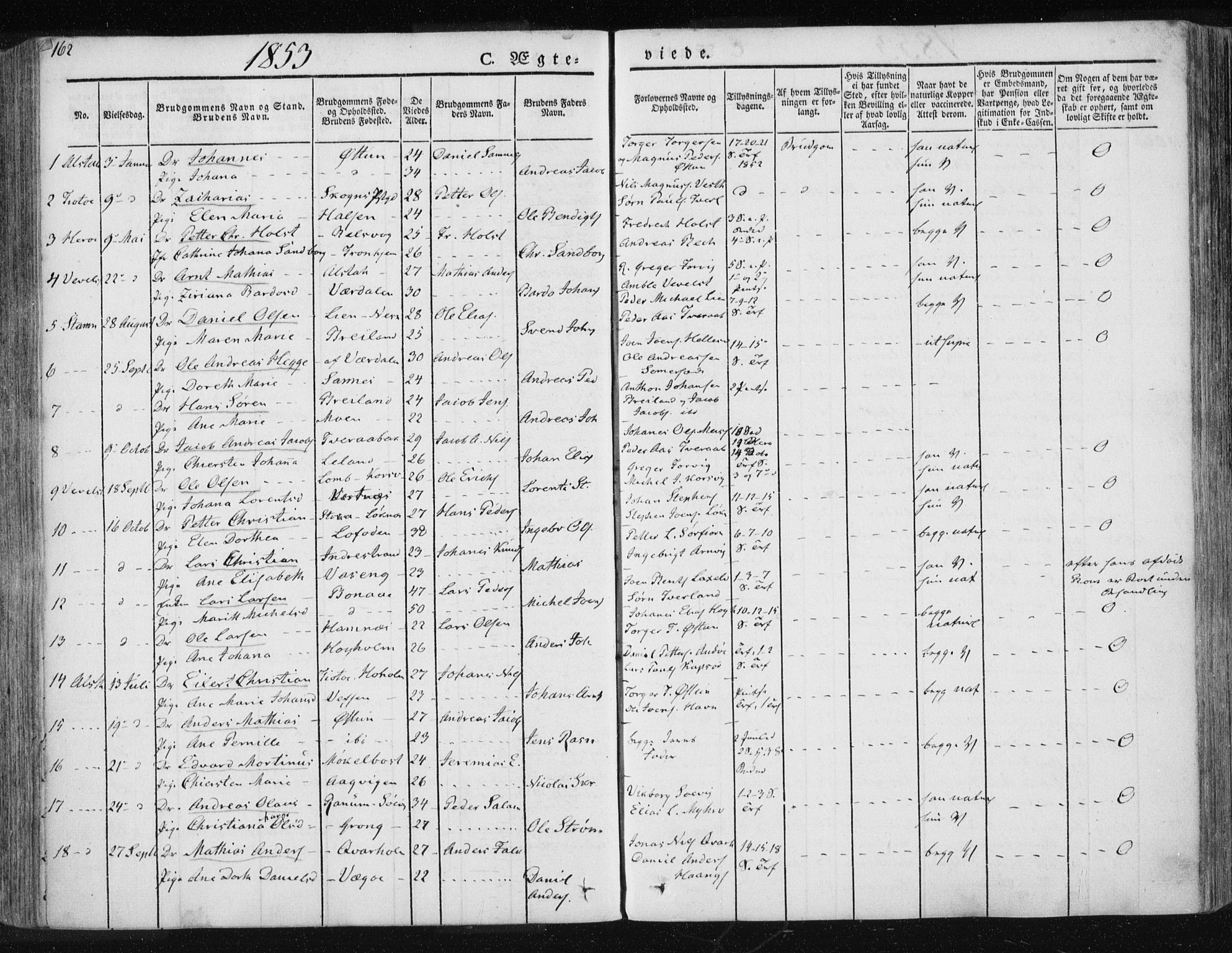 Ministerialprotokoller, klokkerbøker og fødselsregistre - Nordland, AV/SAT-A-1459/830/L0447: Parish register (official) no. 830A11, 1831-1854, p. 162