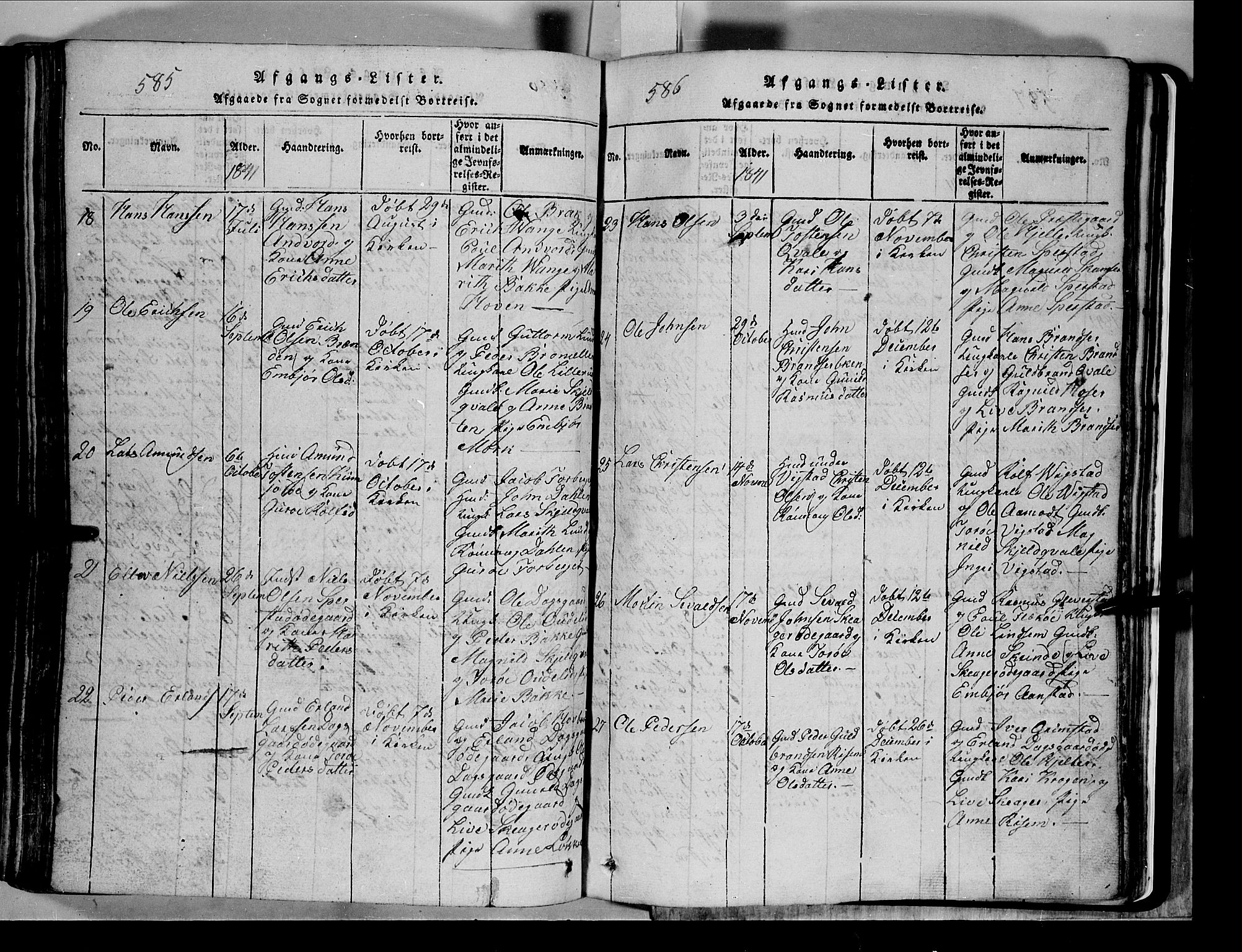 Lom prestekontor, AV/SAH-PREST-070/L/L0003: Parish register (copy) no. 3, 1815-1844, p. 585-586