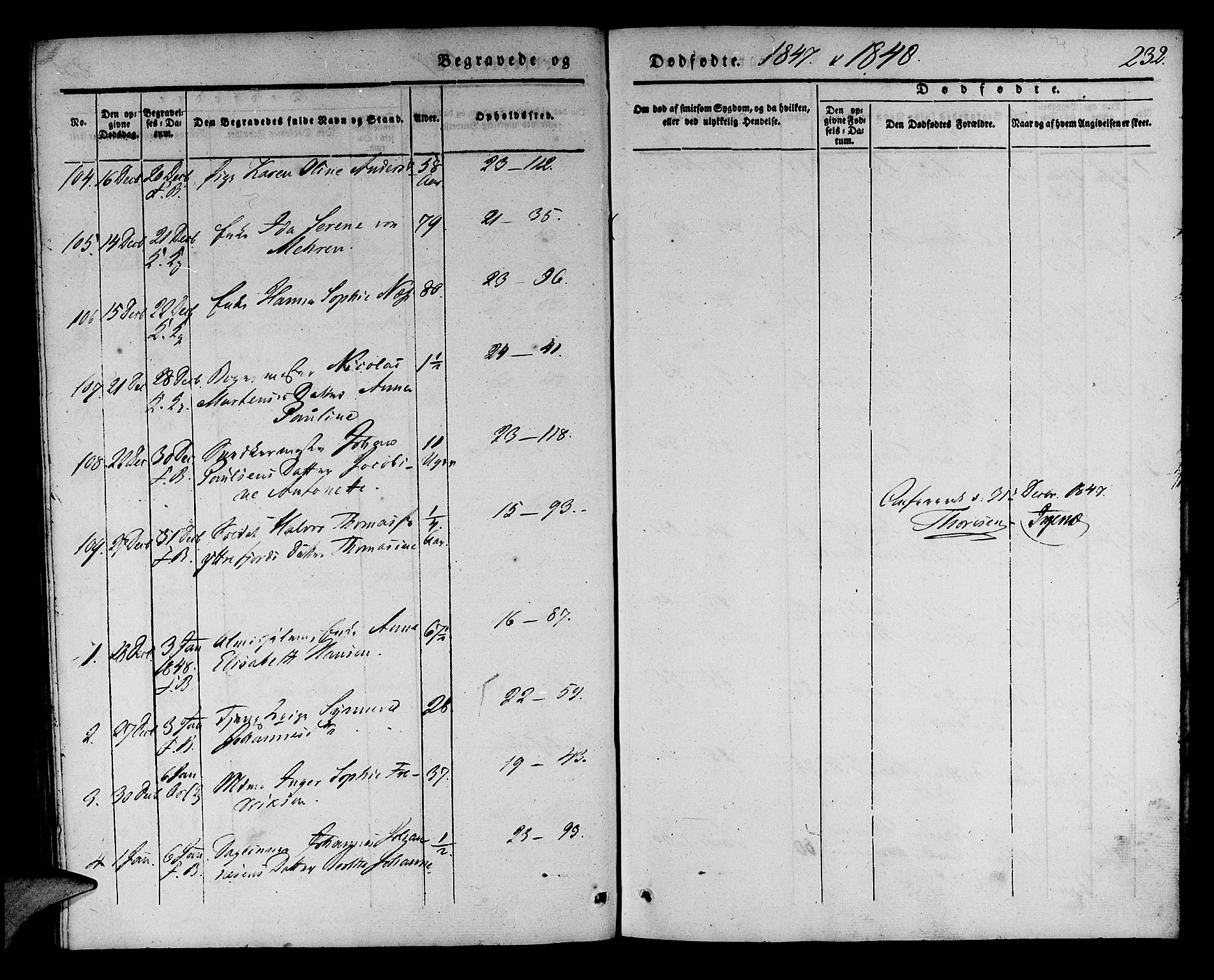 Korskirken sokneprestembete, SAB/A-76101/H/Haa/L0043: Parish register (official) no. E 1, 1834-1848, p. 232