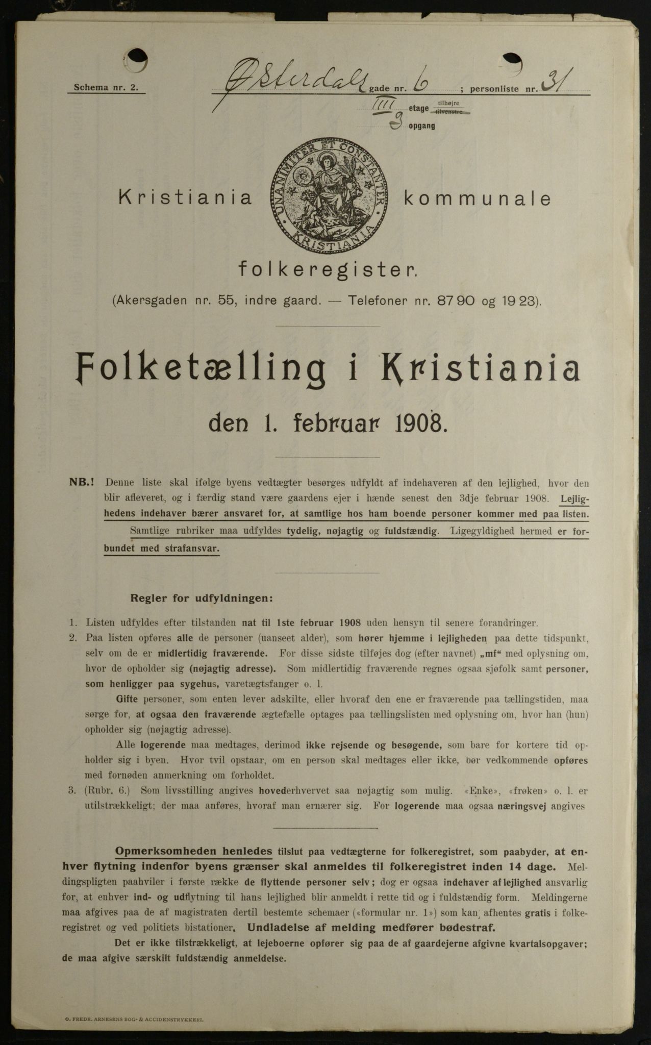 OBA, Municipal Census 1908 for Kristiania, 1908, p. 115902